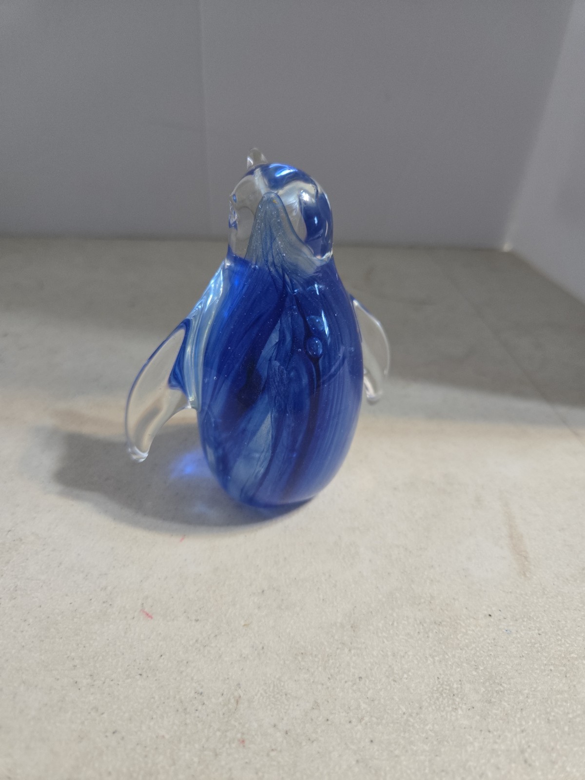 VTG Dynasty Gallery Art Glass Penguin Clear Blue Figurine Paper Weight