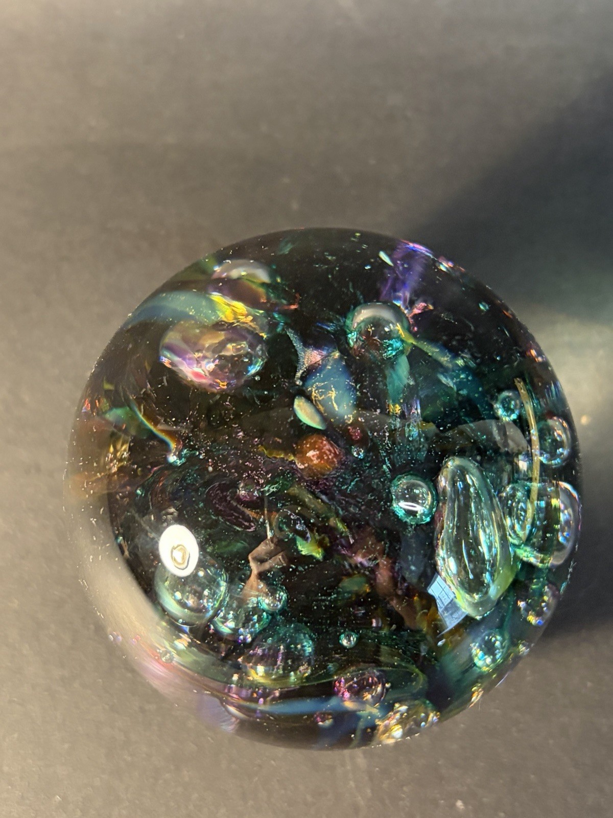 Robert Held Signed Art Glass Multicolor Swirl Bubbles -scratch On Bottom