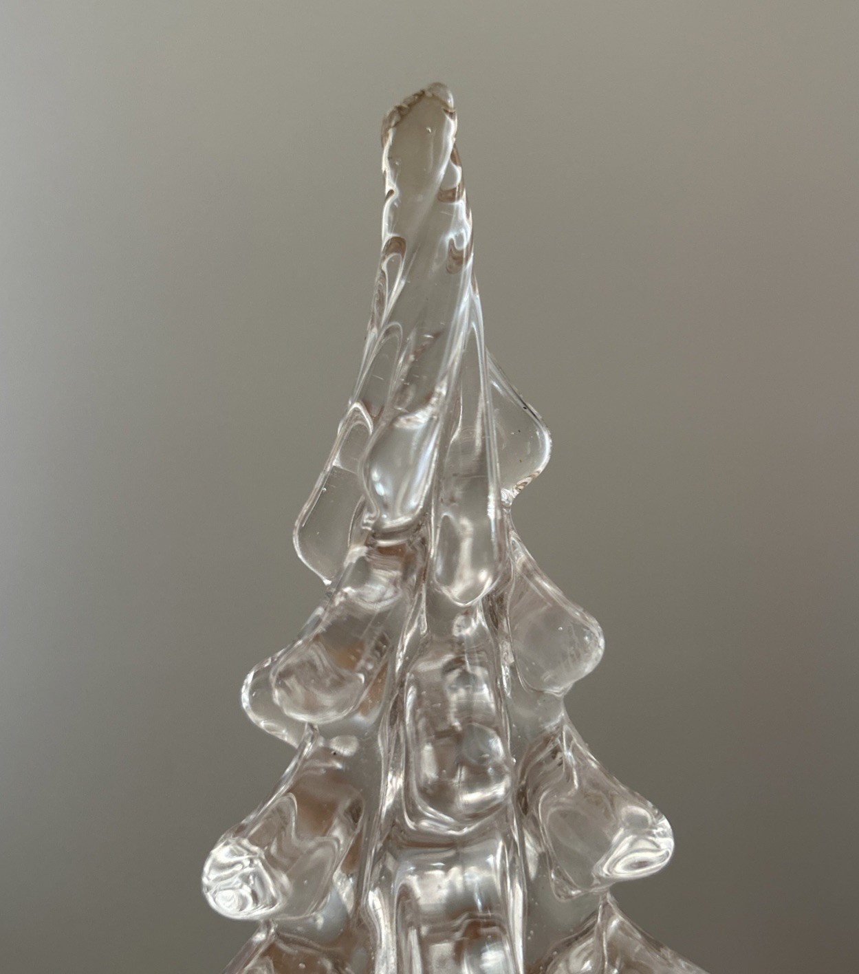 2 – Vintage Silvestri Handcrafted Clear Blown Glass Christmas Trees Twisted Top