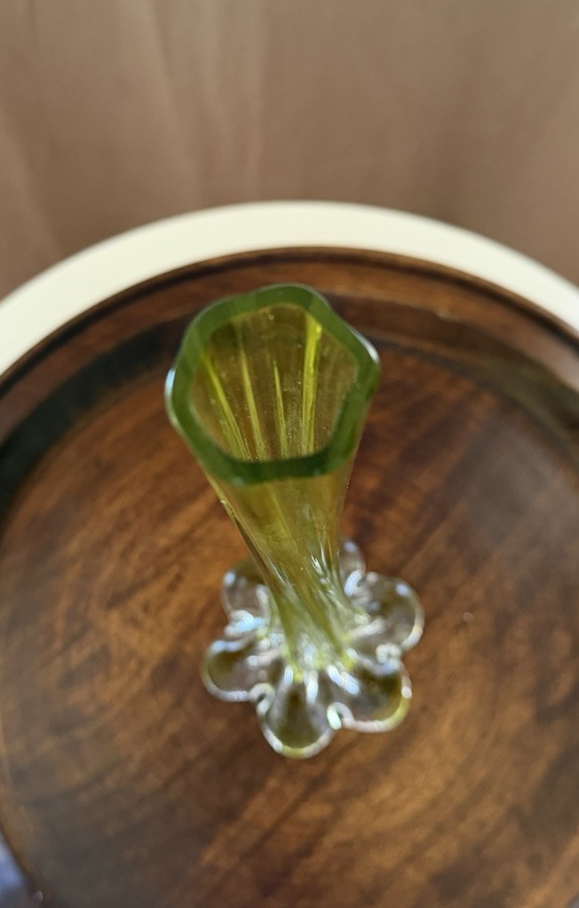 Vintage Lime Green Hand Blown Art Vase | 13” Mid Century Modern Glass Vase
