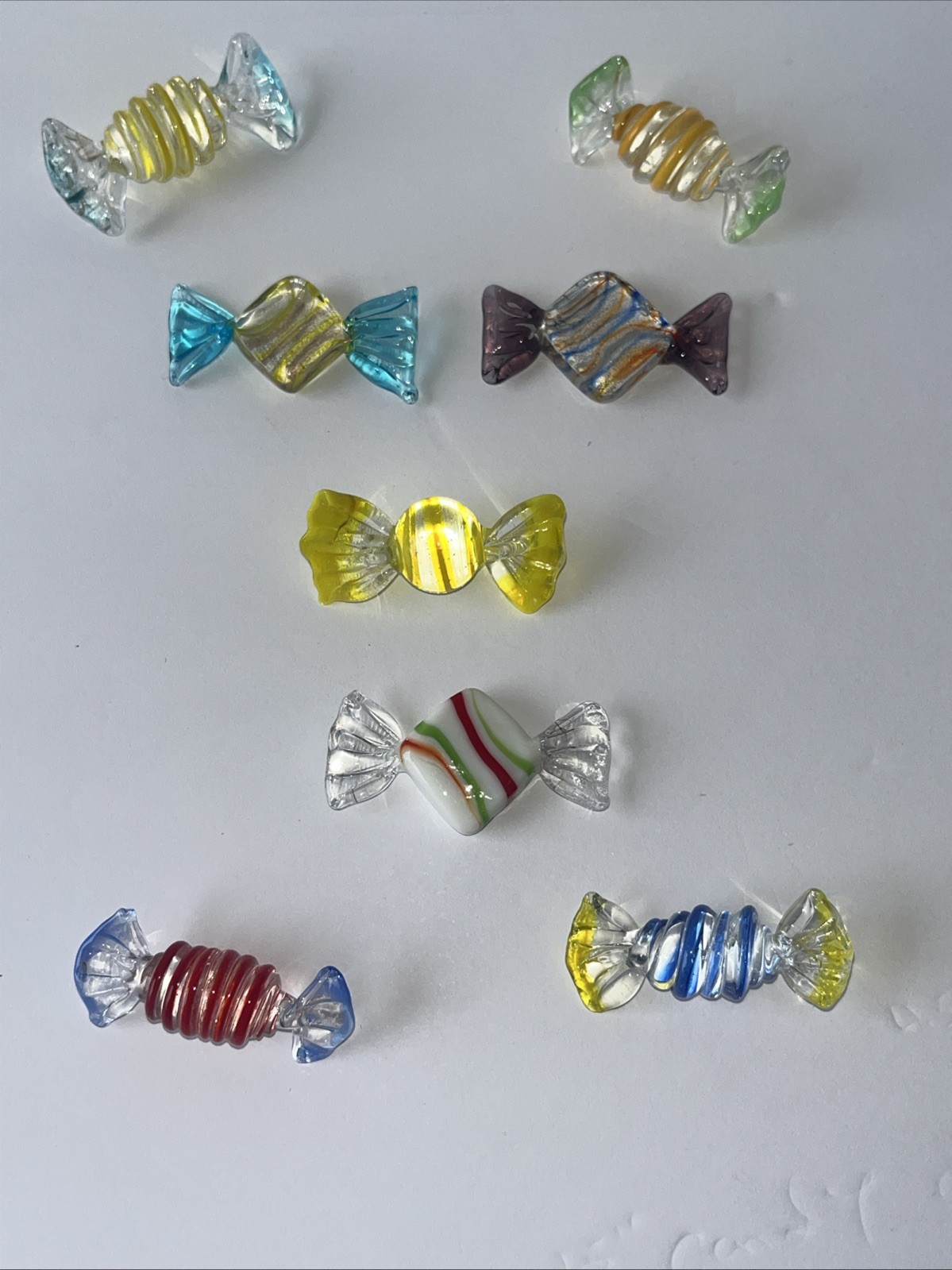 Vintage AUTHENTIC Murano Art Glass CANDY Pieces MINIATURE 1.5” Set Of 8