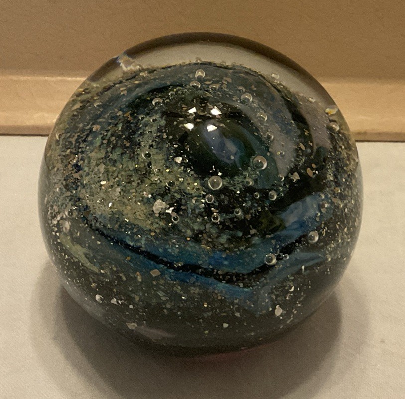 Vintage 1999 Keith Cerasoli Milky Way Galaxy Glass Paperweight 3 1/2” Diameter