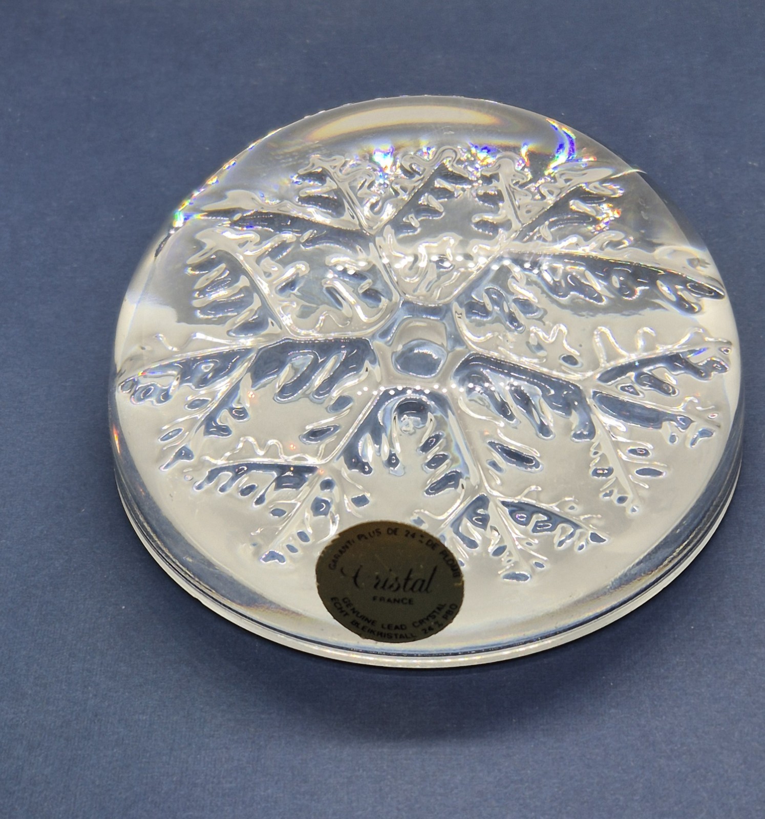 Garanti Cristal France Snowflake Paperweight Plus DE 24% Lead Crystal Christmas