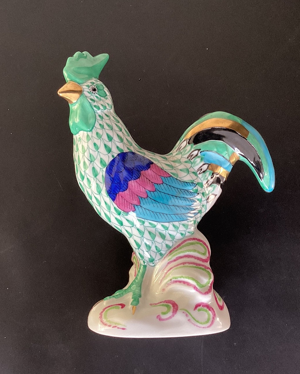 Herend Rooster Green Fishnet Herend