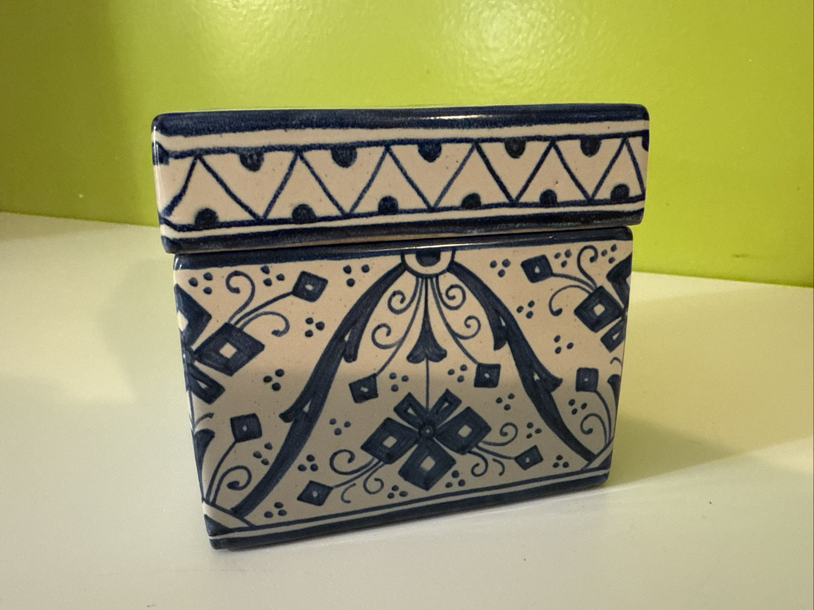 Grazia Deruta Italian Pottery Square Lidded Trinket Box Blue Birds Bloomingdales