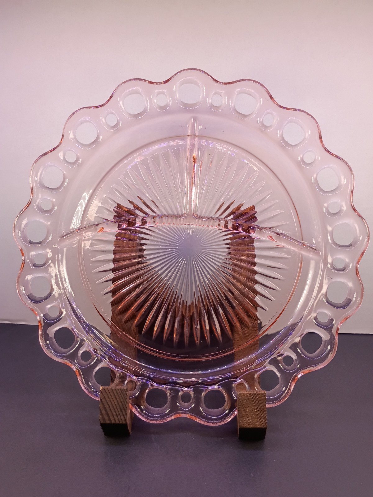 Vintage Pink Depression Glass Plate 10.5” Old Colony Lace Edge Hocking