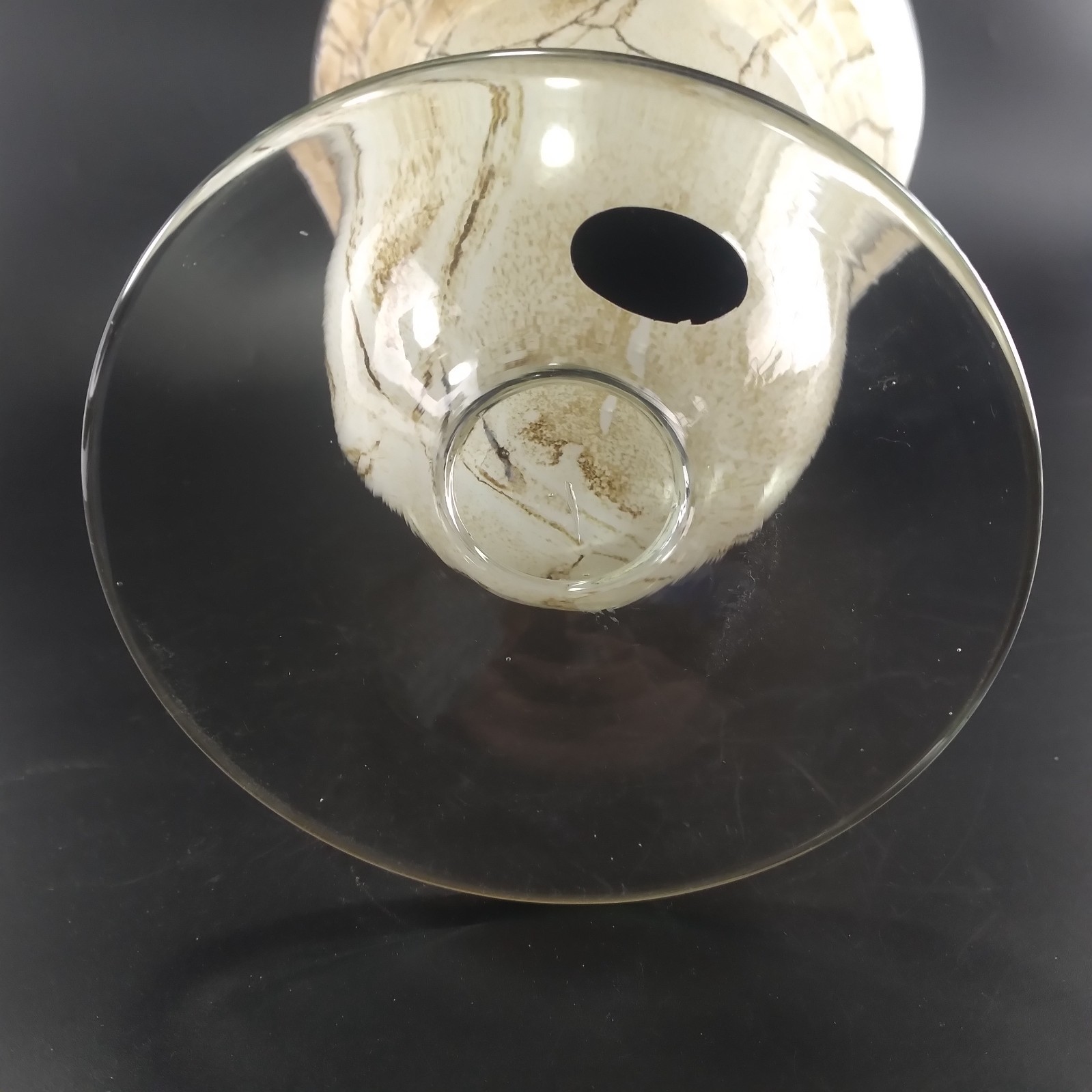 Jozefina Krosno Glass Vase Marble Like Veining Earth Colors 11 Inches of Beauty