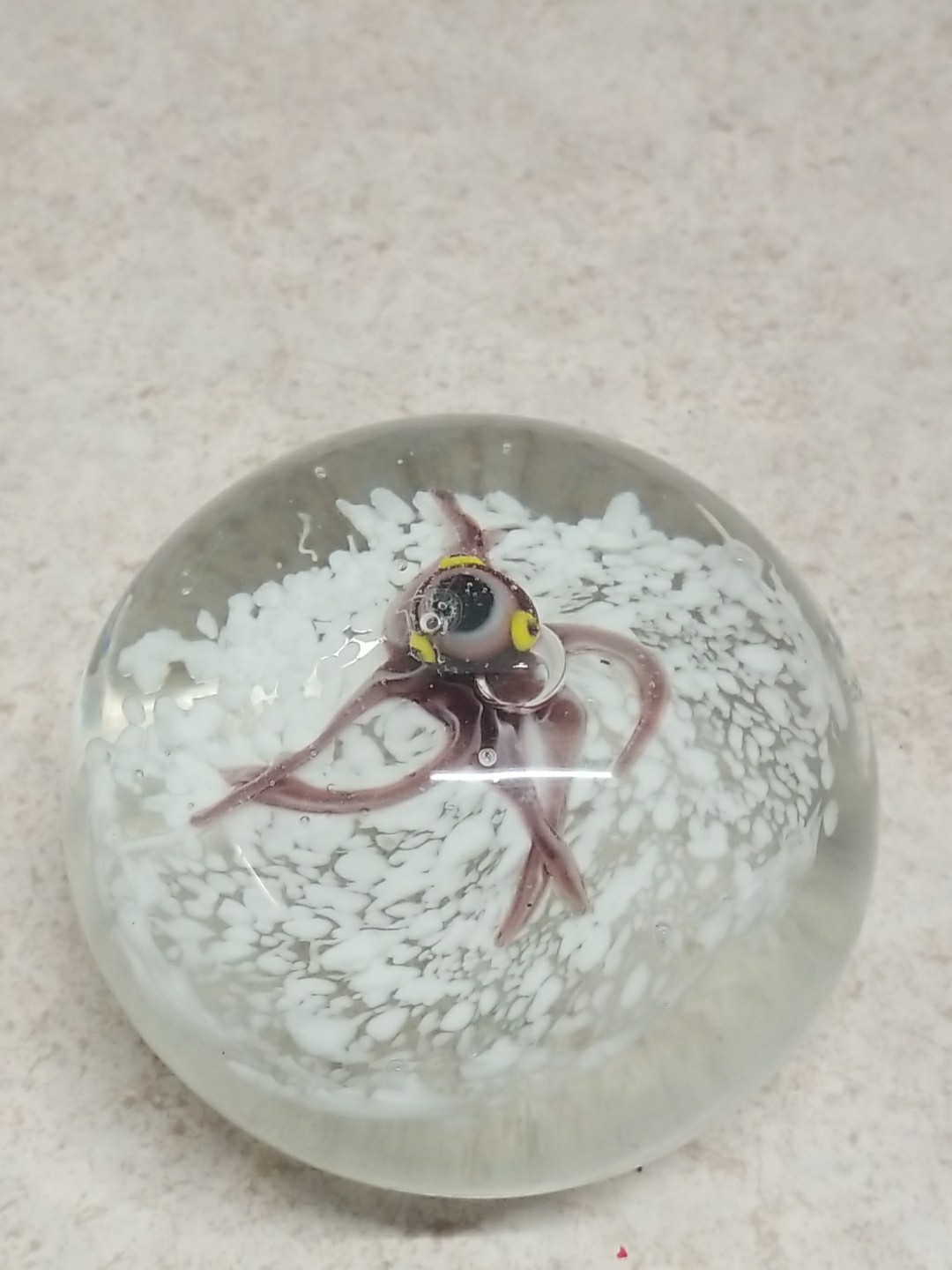 Small Paperweight Pink Octopus, Aquatic, Glass, Ocean ,