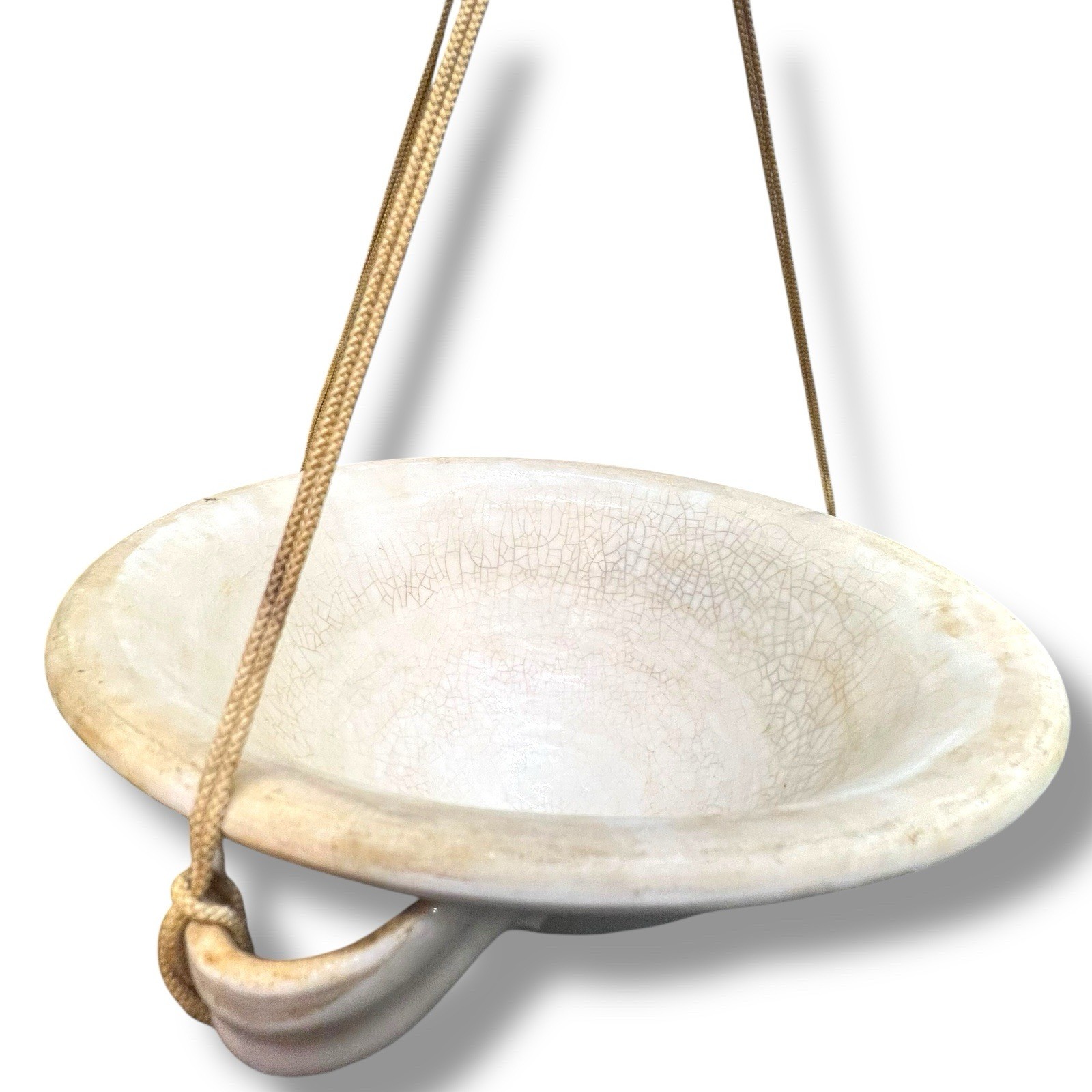 Vintage Mid Century Ceramic Hanging Planter Bowl Drip Glaze Style 11.5” MCM
