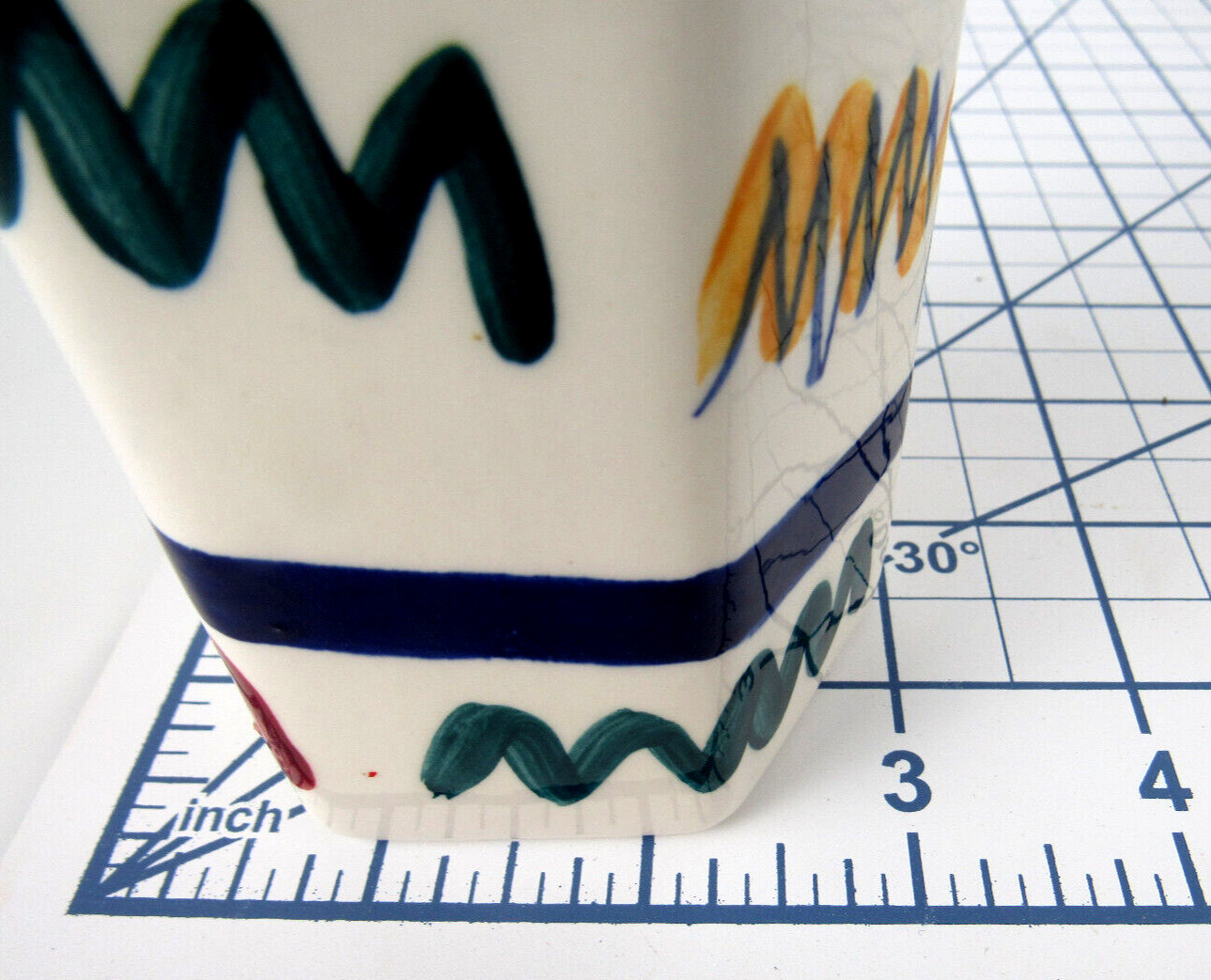 Rare ZIG ZAG Hexagonal Vase 3″ x 8.5″ Signed “Gail Pittman ’97 ©88” GAIL PITTMAN