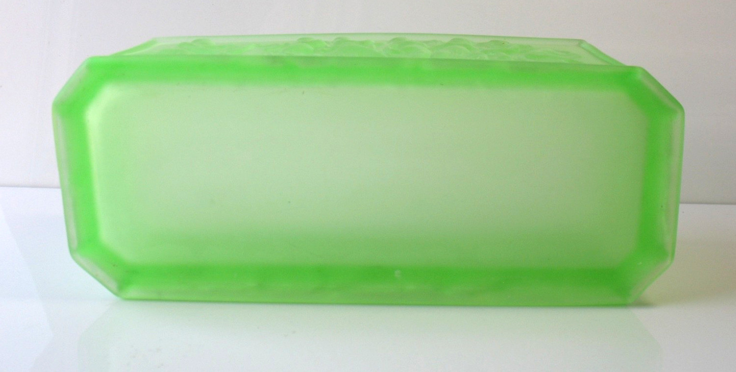Vintage TIFFIN Uranium Glass ELYSIUM Bulb Box Planter DANCING NYMPHS Green Glow