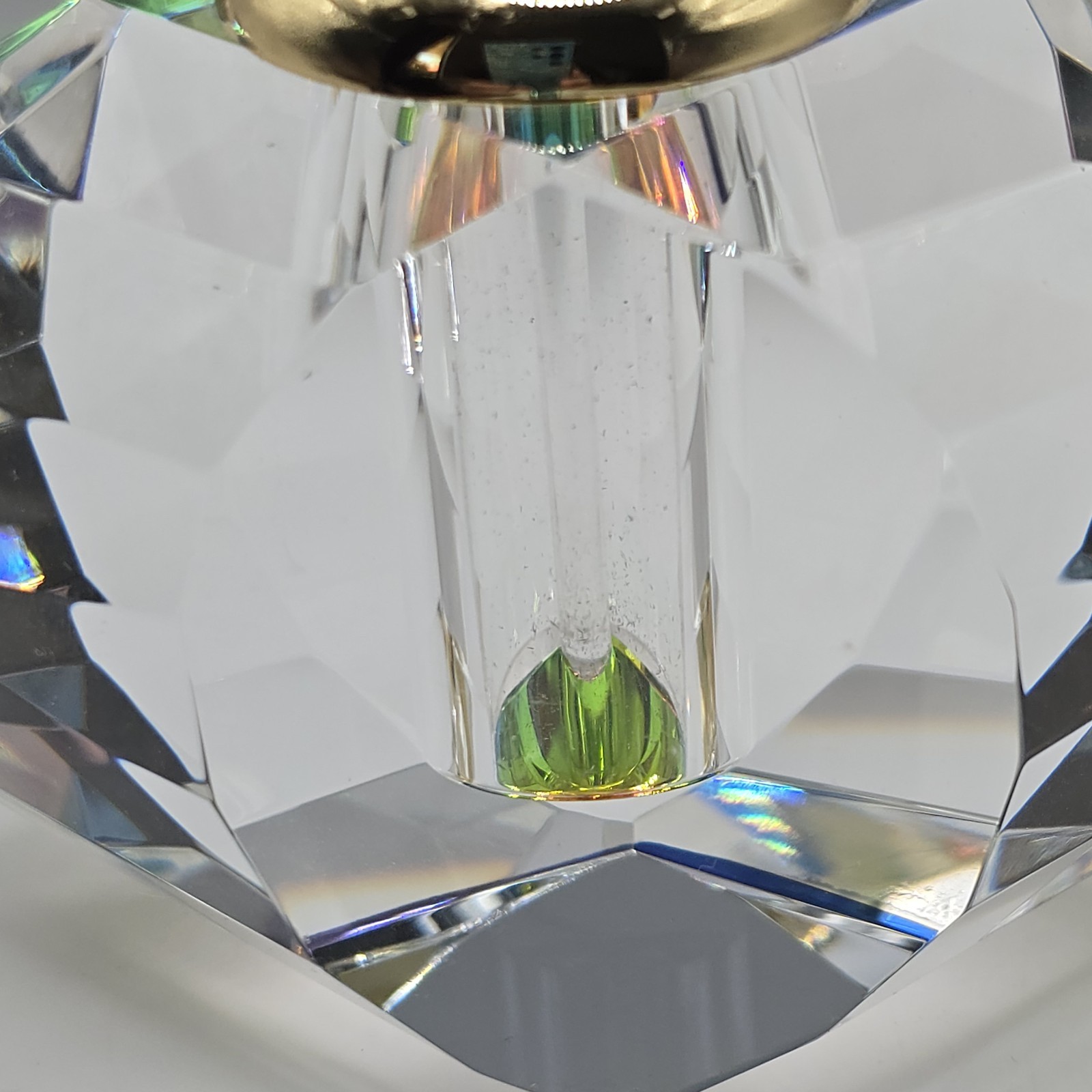 Vintage Crystal Faceted Perfume Bottle Multicolour Rainbow Iridescent Glass Daub