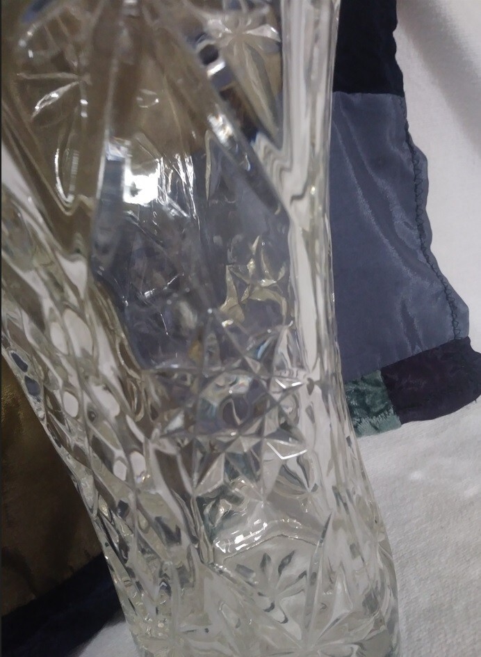 Vintage Early American Prescut Star of David Crystal Glass Vase Anchor Hocking
