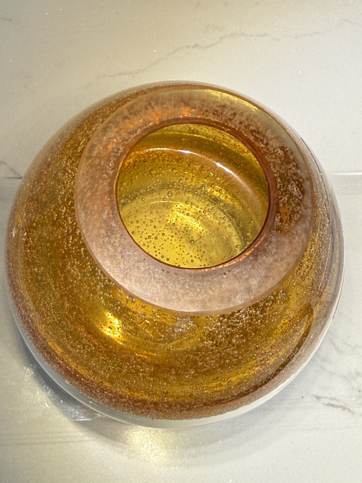Royal Limited Mouth-Blown Crystal Candle Holder – Amber Glass, Made in Poland