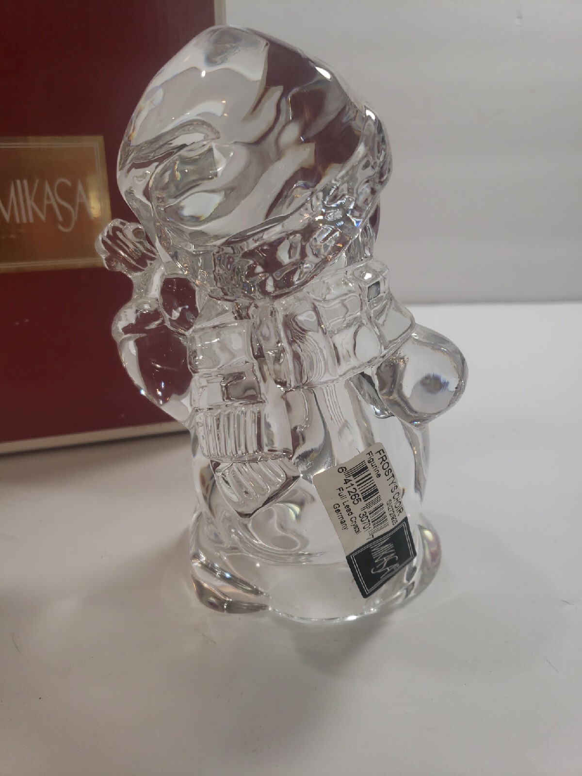 Mikasa Frostys Choir Snowman Playing the Mandolin Full Lead Crystal Figurine 6″