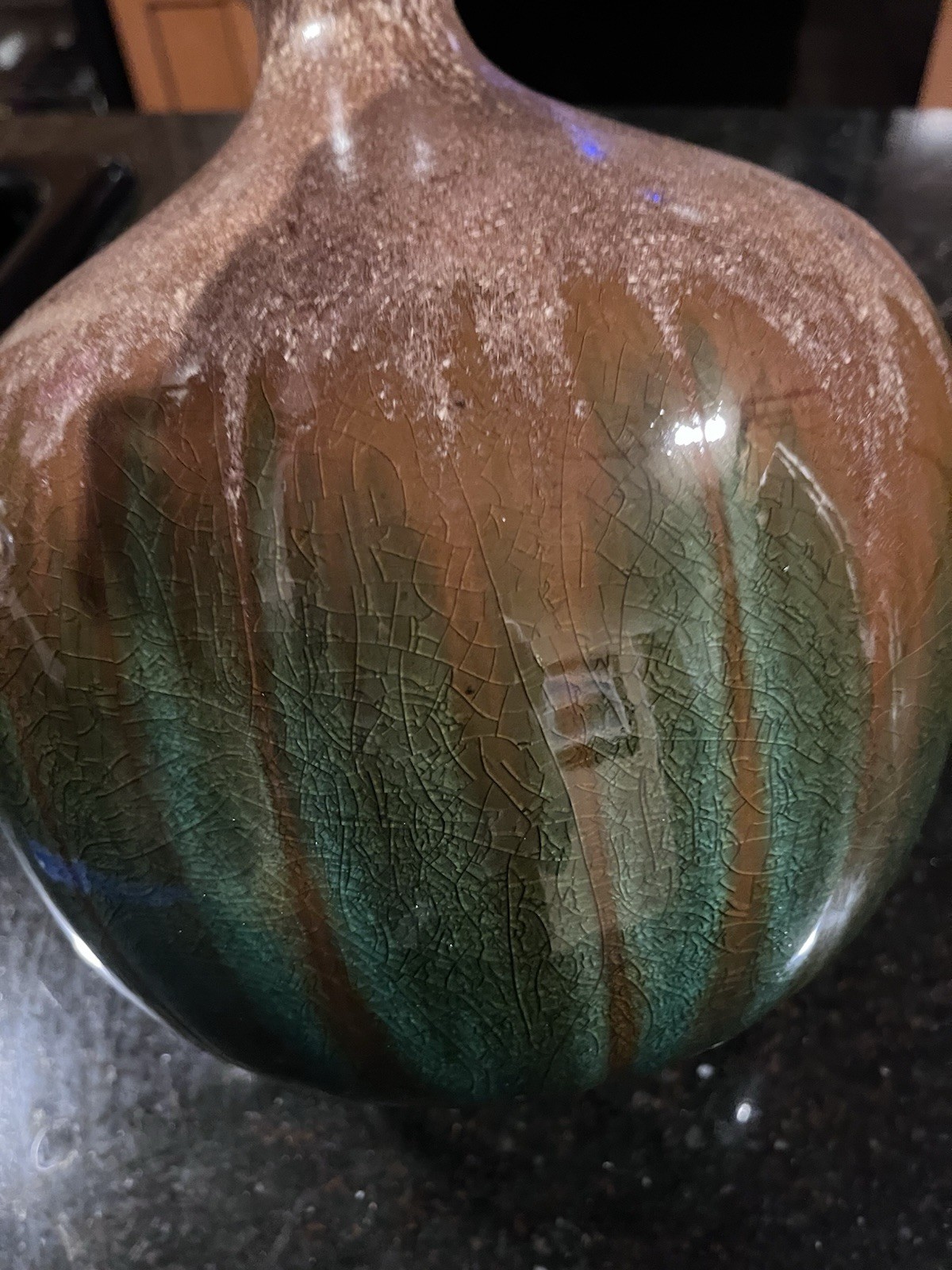 Pottery Vase MCM Mid-Century Style Brown Gold Green Gorgeous