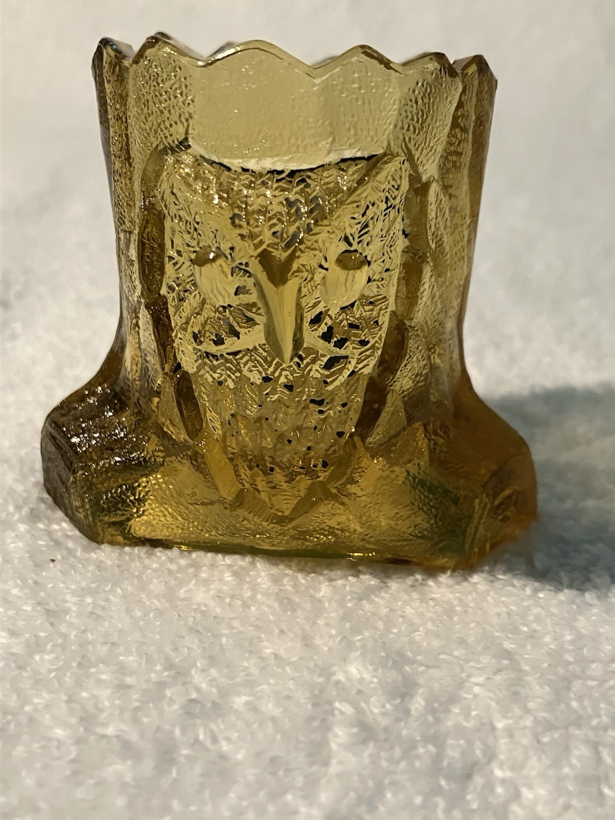 Vtg Amber Glass Toothpick Owl Figurine 2.75” Decorative Collectible Sculpture