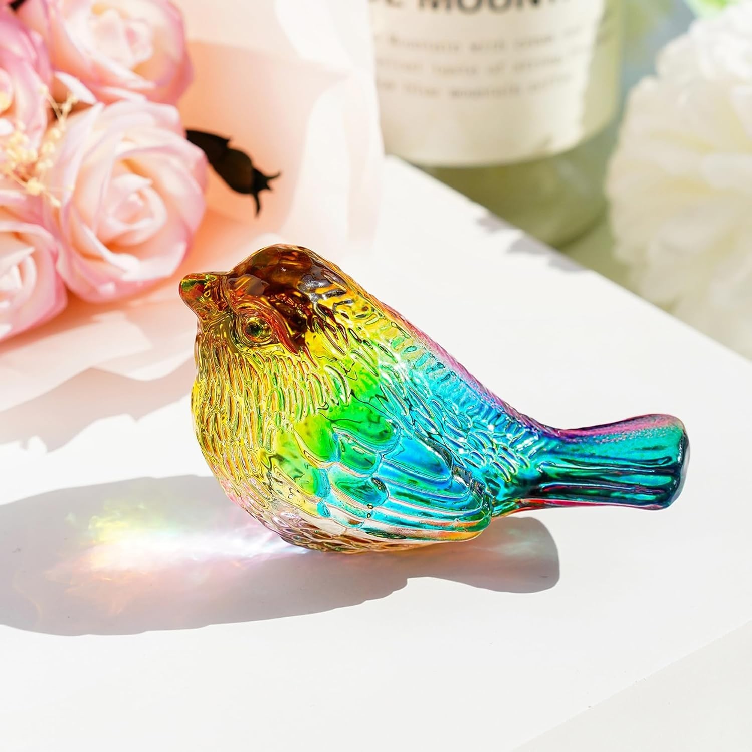 3″ Colorful Glass Bird Figurine Miniature Blown Glass Birds Bird Gifts for Bi…