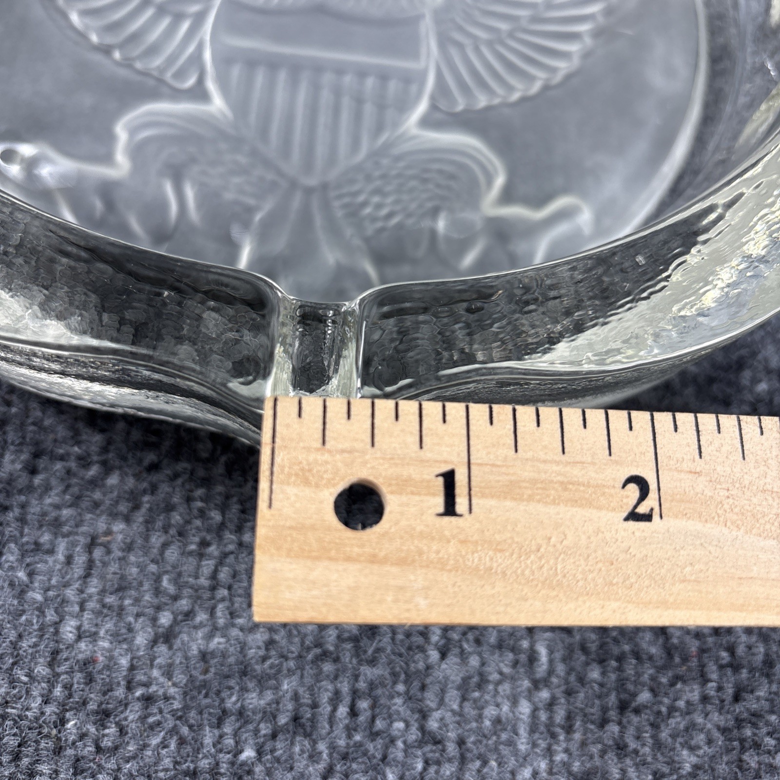 Vintage Indiana Glass Frosted American Eagle Ashtray 10″ Patriotic 7 Star