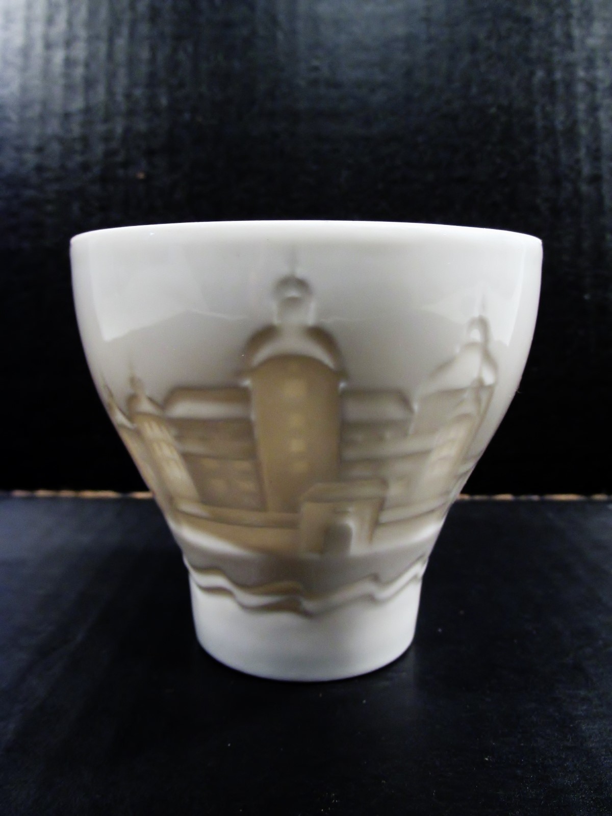 Vintage Rorstrand Sweden Embossed Blanc de Chine Souvenir Cup