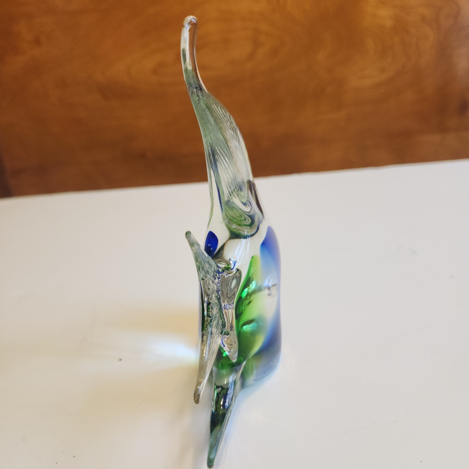 Lot of 2 Art Glass Fish Figures Murano Style Angelfish & Tropical Vintage