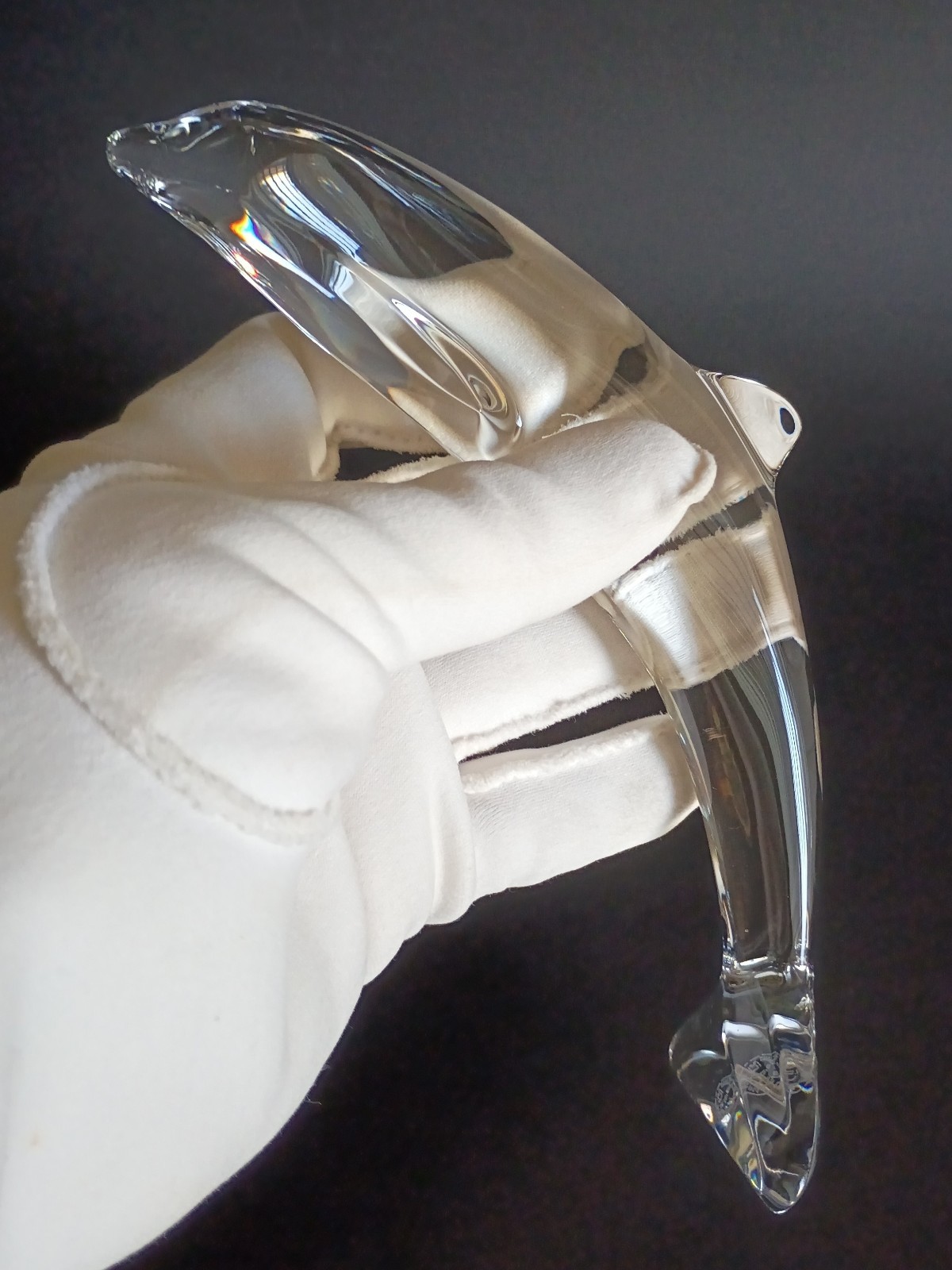 Vtg Baccarat 6.5″ Playing Dolphin Lead Crystal Figurine Hallmarked Discontinued