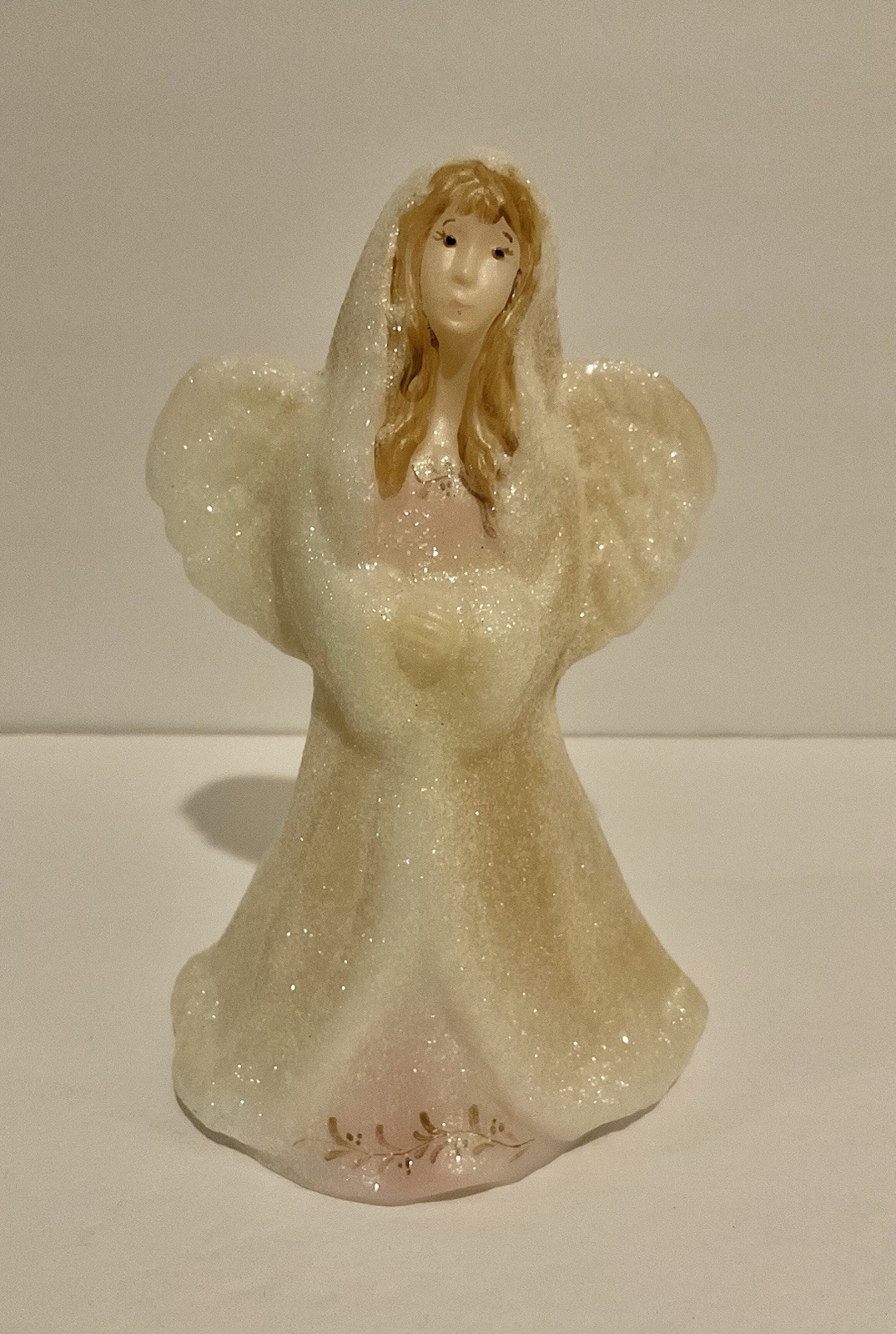 Fenton Glass Glistening Woods Opal Sanded Angel 7 3/4”
