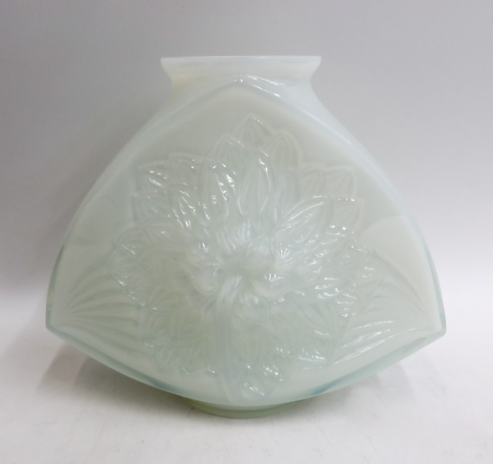 Lalique France Opalescent Art Glass Dahlia Flower Vase 2005