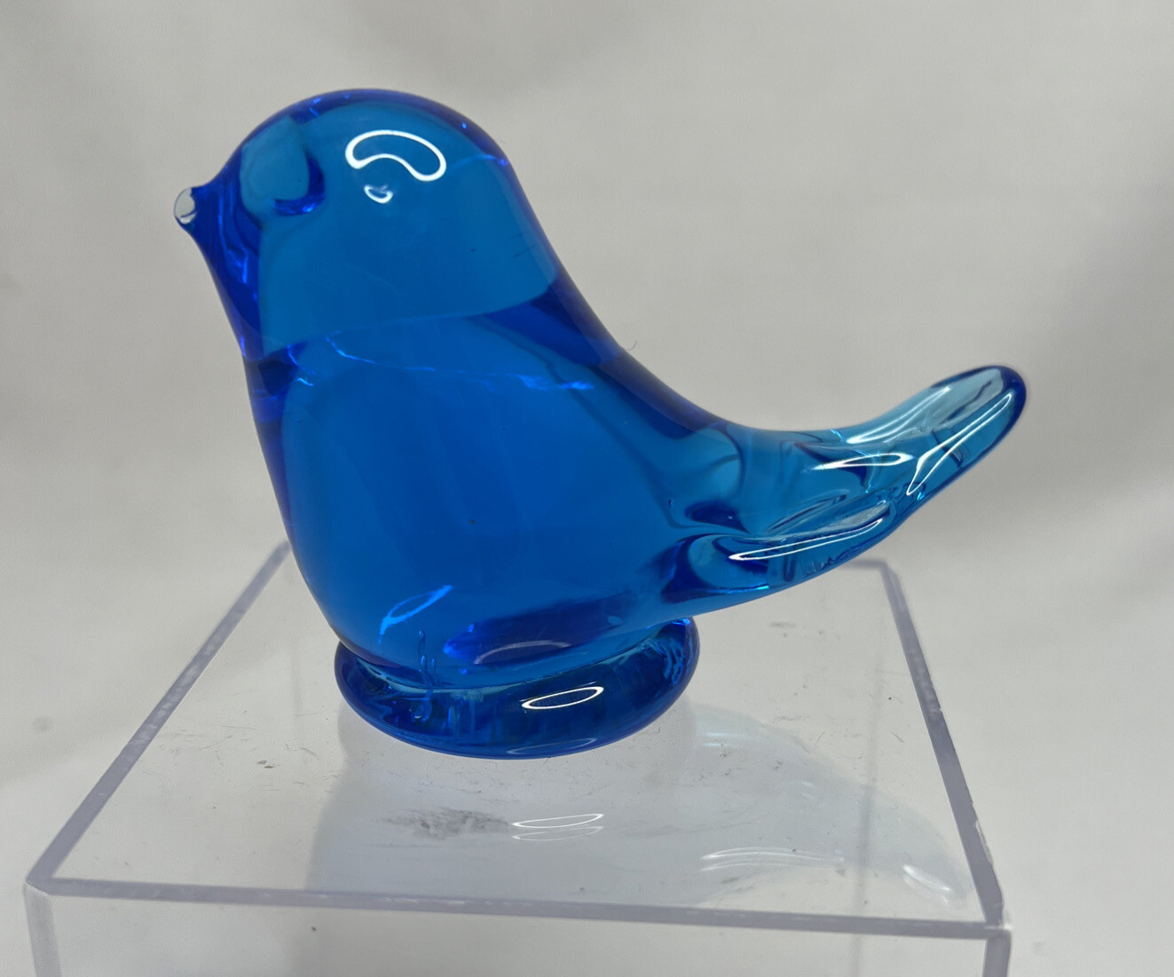 VTG Art Glass Bluebird Of Happiness Ozark Studios Signed Bryon Hicks 1986