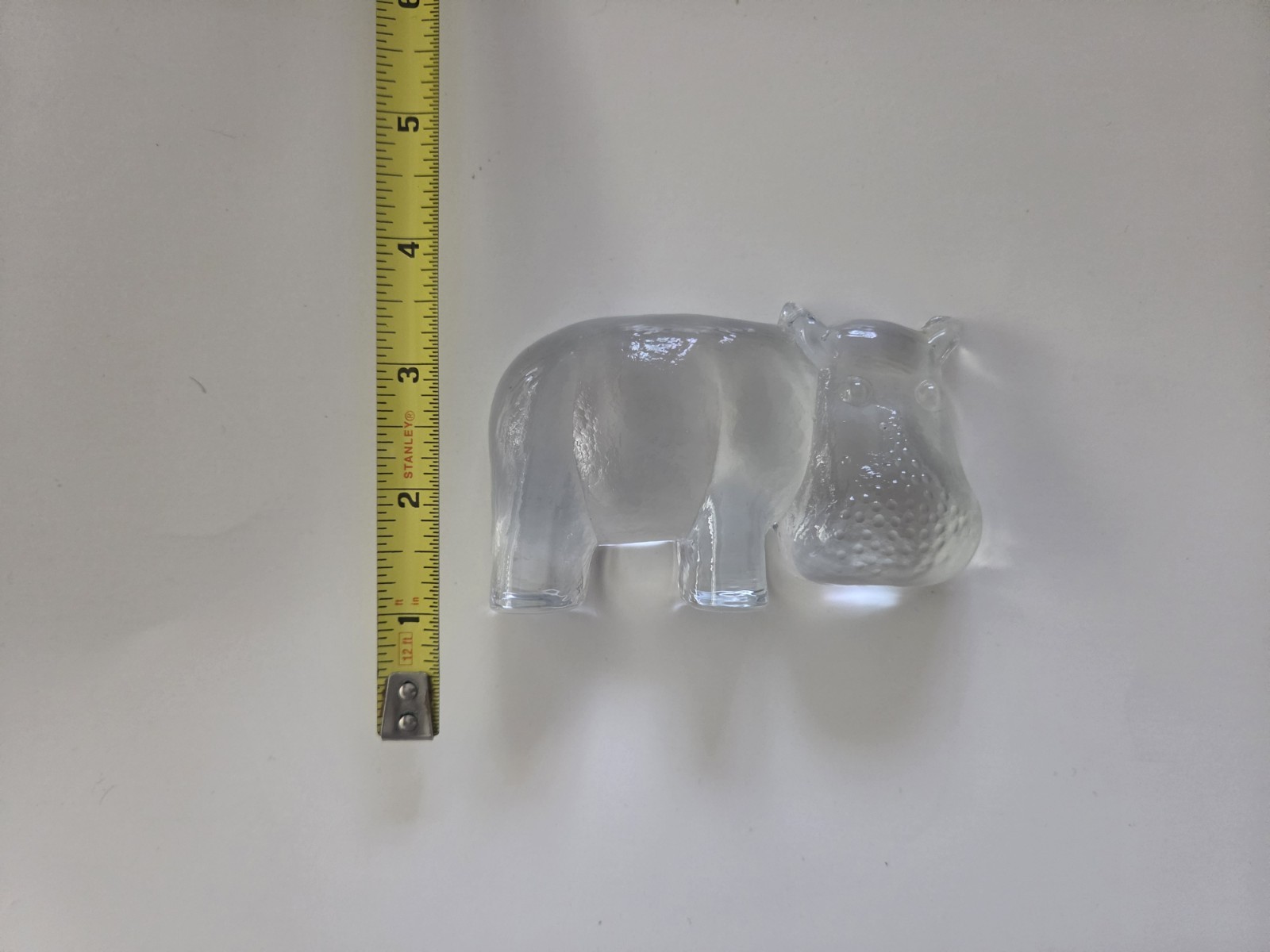 Vintage Kosta Boda Glass Hippo Paperweight, Zoo Series, Art