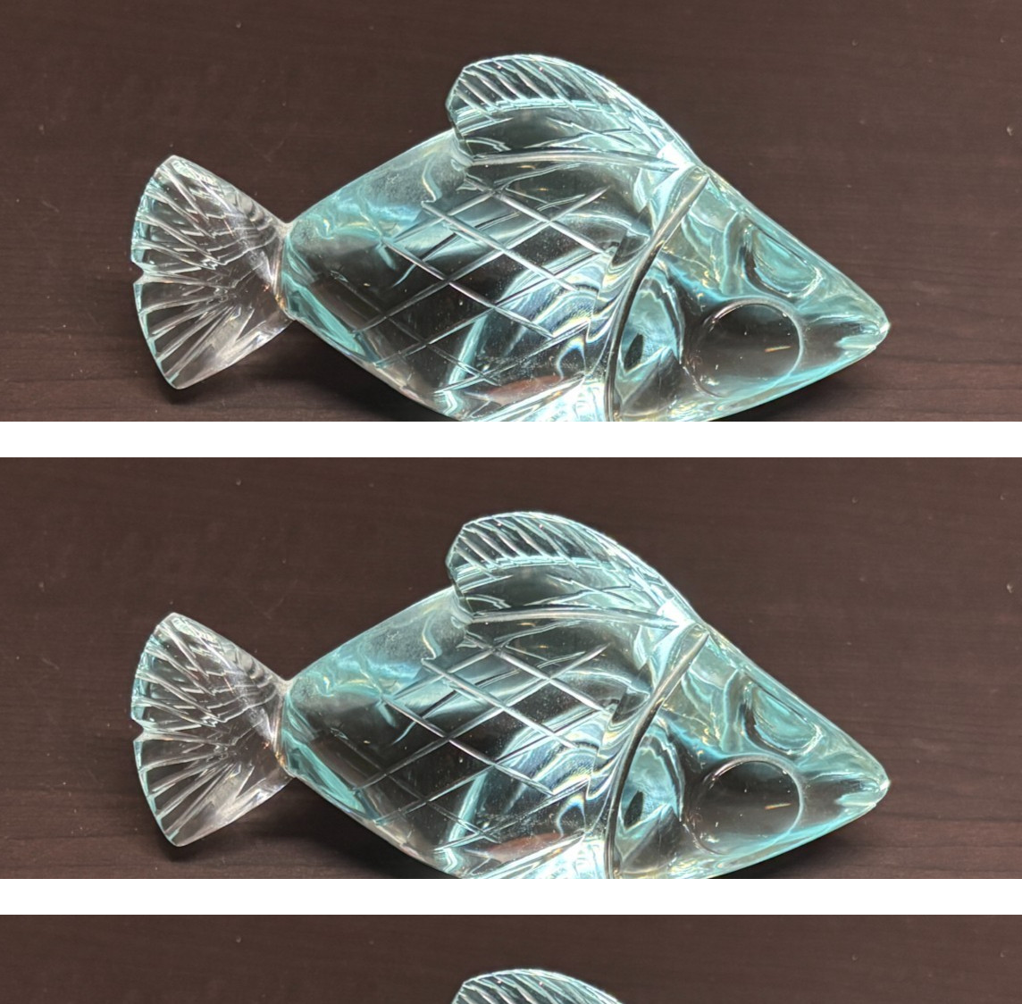 Blue Clear Art Glass Tropical Fish Figurine Paperweight Ocean Decor
