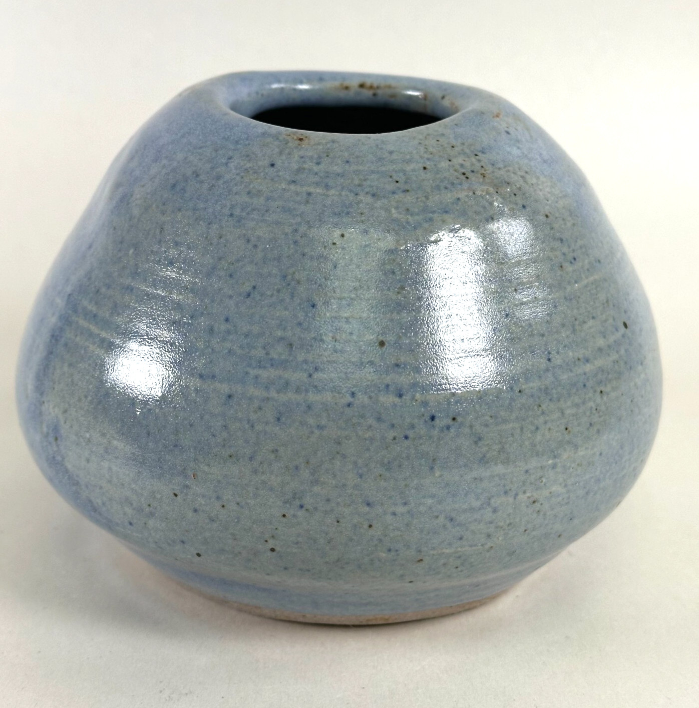 Studio Pottery Teardrop Vase Signed Blue Earth Tones 5″