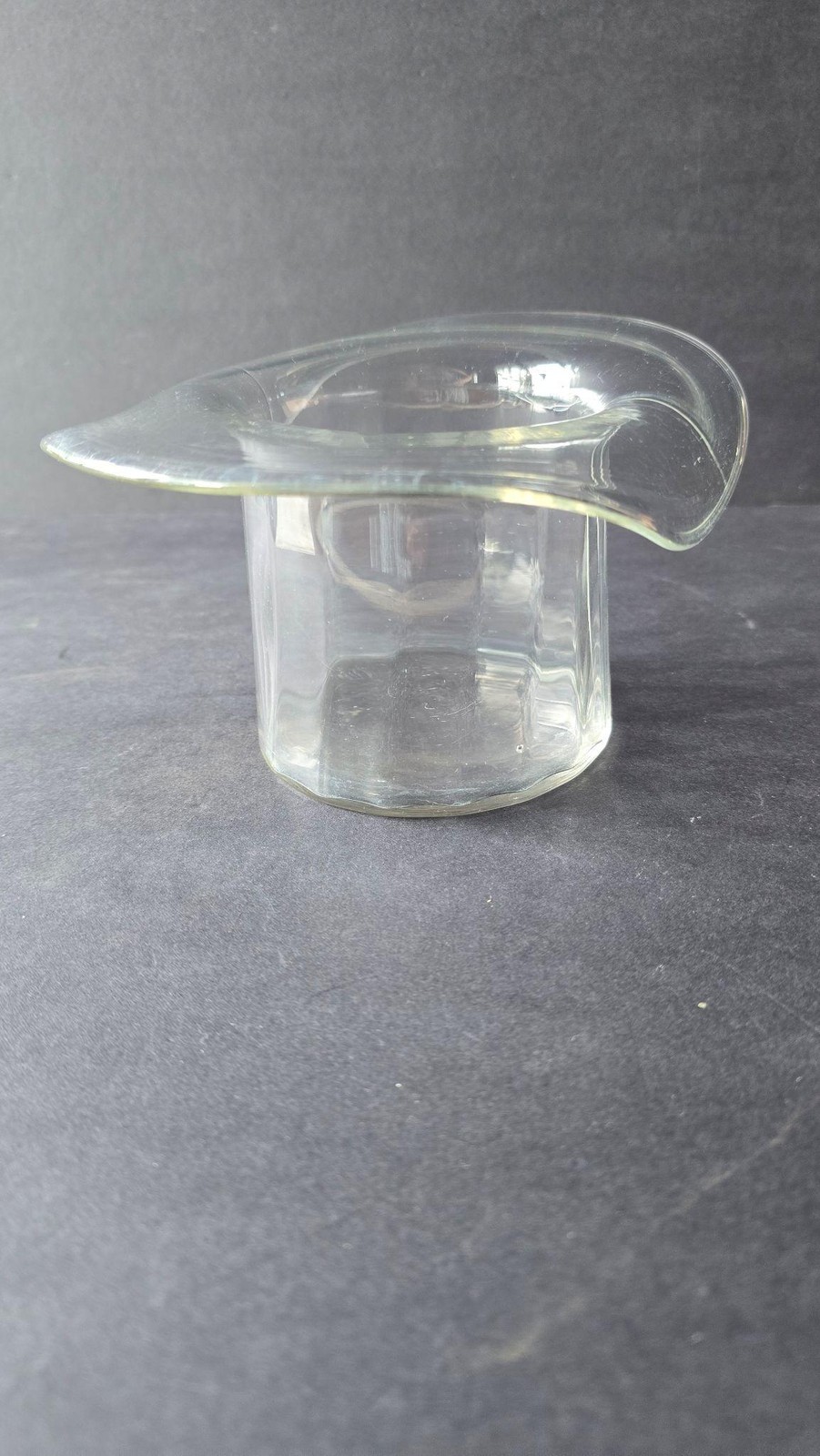 Hand Blown Clear Art Glass Top Hat Vase Small Decorative Table Centerpiece