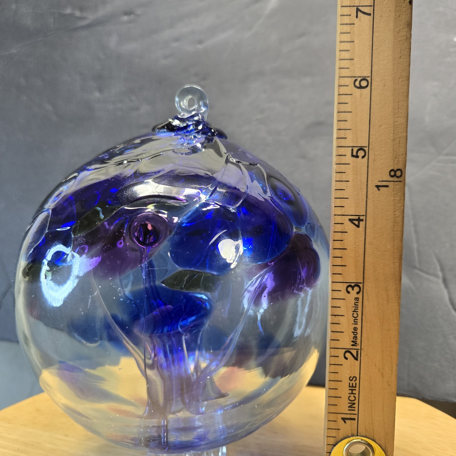 Olde English 5 1/2″ Witch Ball Hand Blown Glass Cobalt Blue Ornament Yard Decor