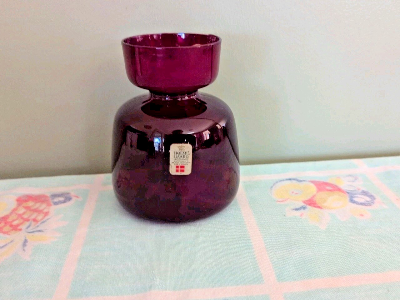 Vintage Kastrup HOLMEGAARD Danish MCM Red GLASS Candle Lamp Base Vase Denmark