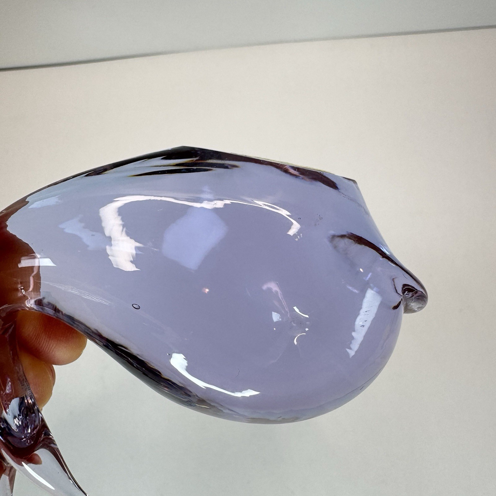Purple Glass Whale Figurine Paperweight 3.25”x 3.3” Maybe Murano?