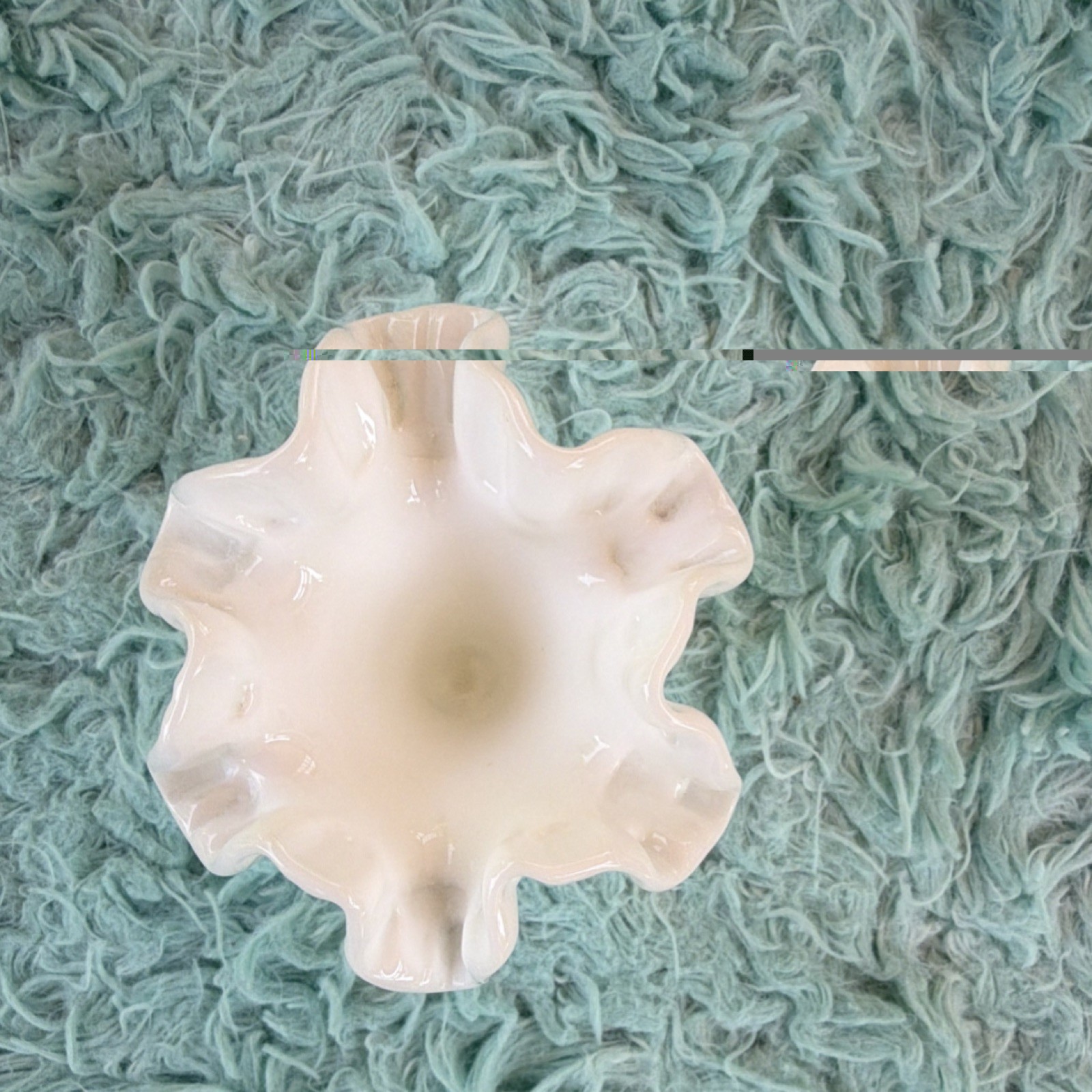 White Hobnail Milk Glass Vase Decorative Glossy Ruffled Rim Ruffled Edge Pattern