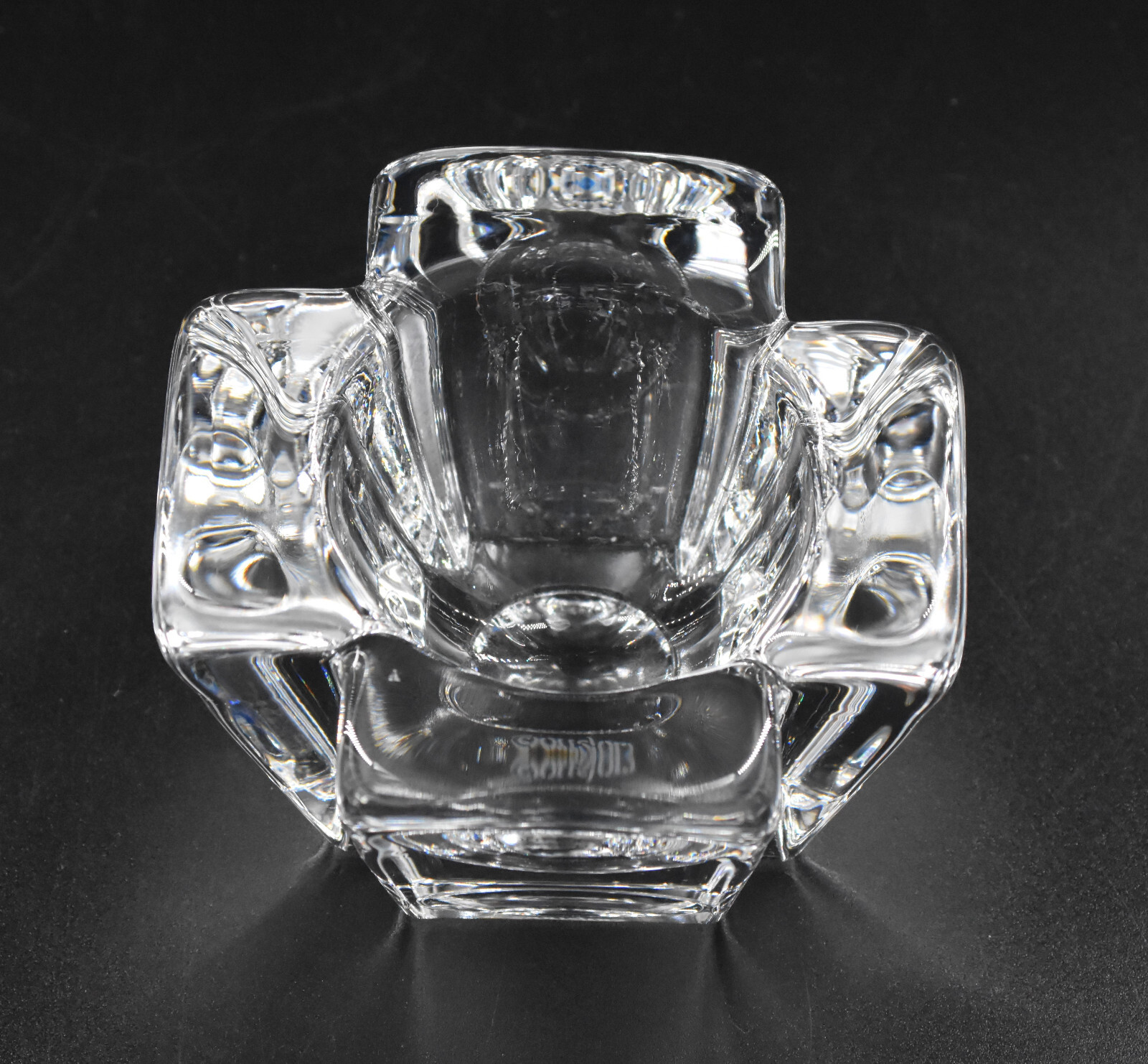 Orrefors Anna Ehrner Crystal Max Cross Votive Candle Holder 3.75″ Sweden