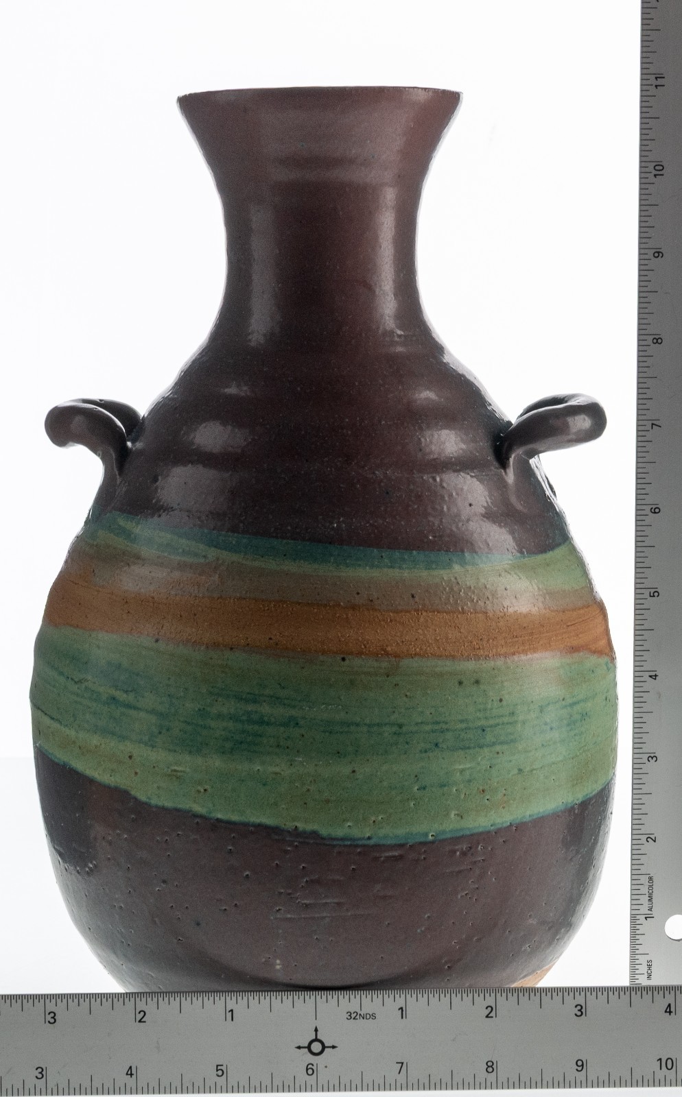 Master Potter Don Hanson Signed Ceramic Vase 11×6″ 3.4lbs Stripes USA