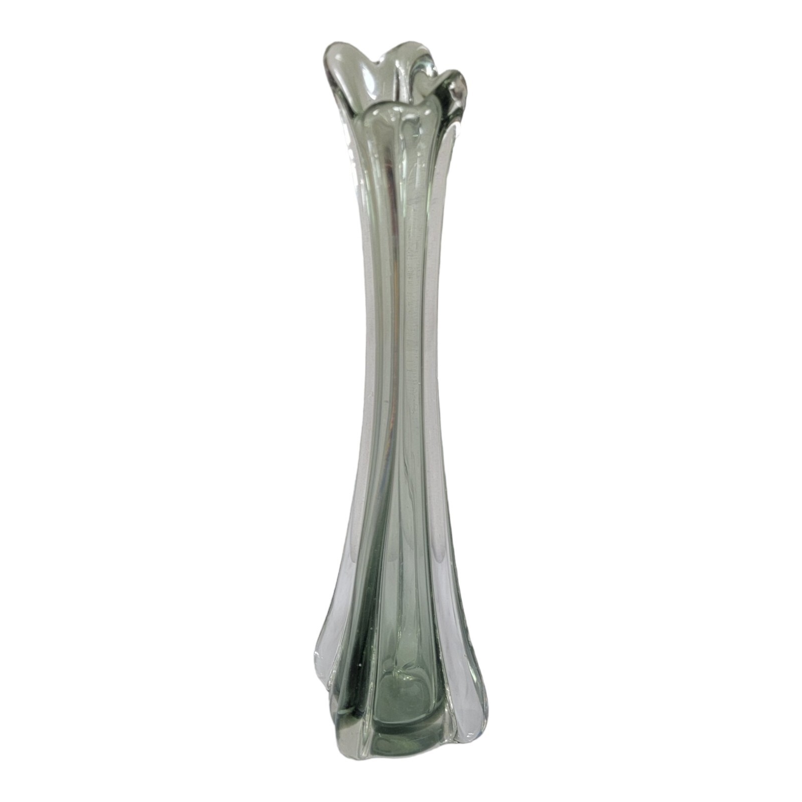 12 1/2 Inch Smokey Clear Black Stretch Glass Bud Vase