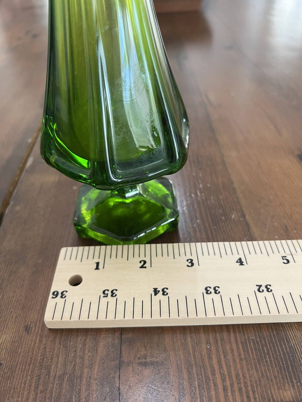 Vintage Viking 13” Avocado Green Epic 6 Panel Swung Vase