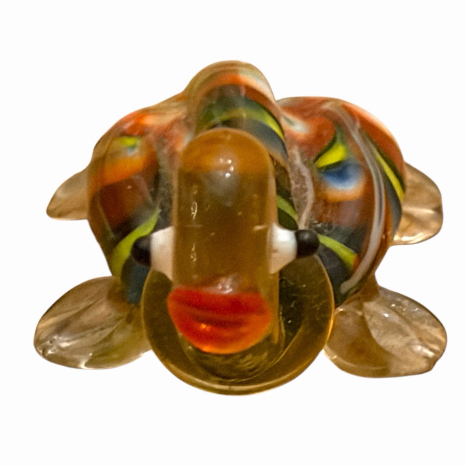Glass Millefiori Sea Turtle Paperweight Hand Blown Vibrant Color Decorative Art