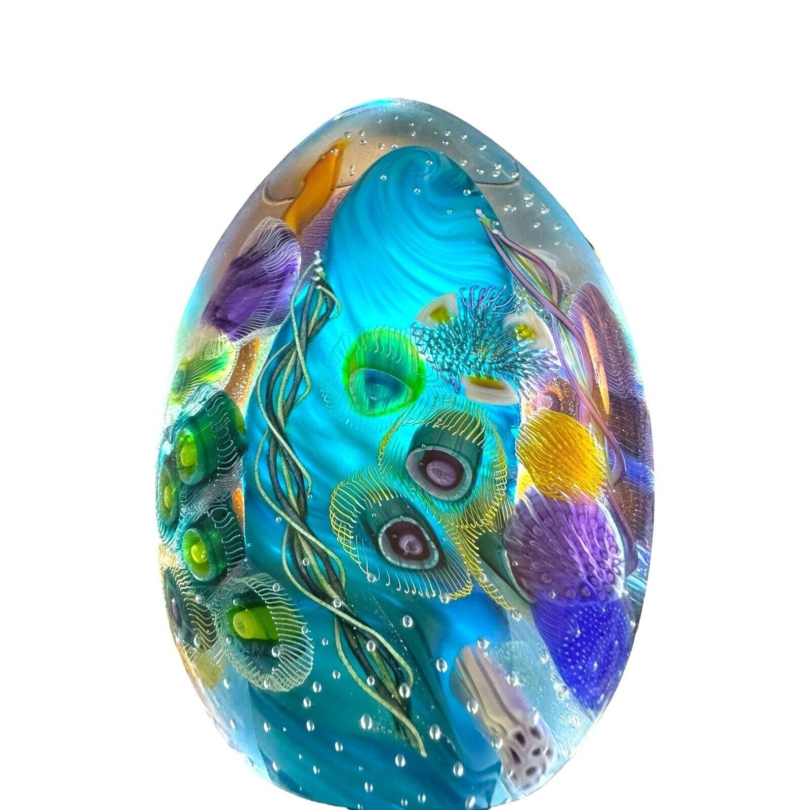 NEW Seascape Inspired Murrine & Cane Small Paddle Paperweight Signed S. Garrelts