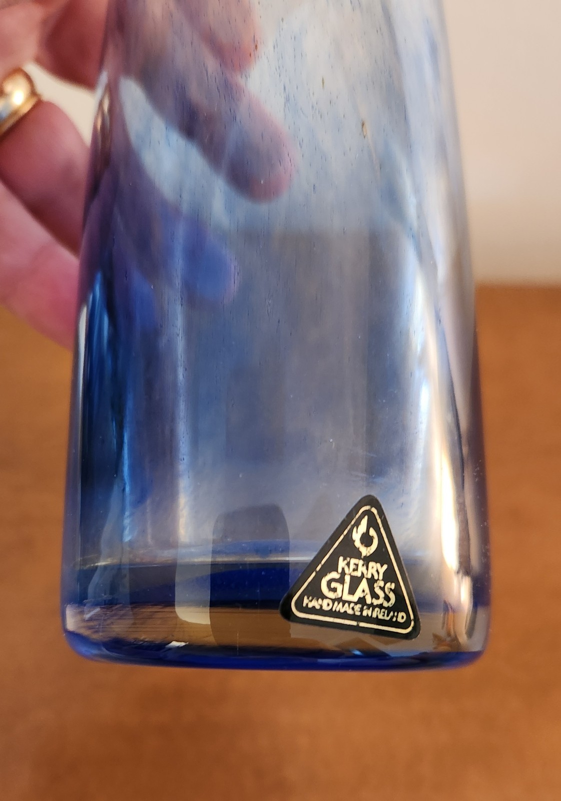 Vintage Kerry Glass Aurene Bottle Vase in Attenuated Form 12″ Blue/White Ireland