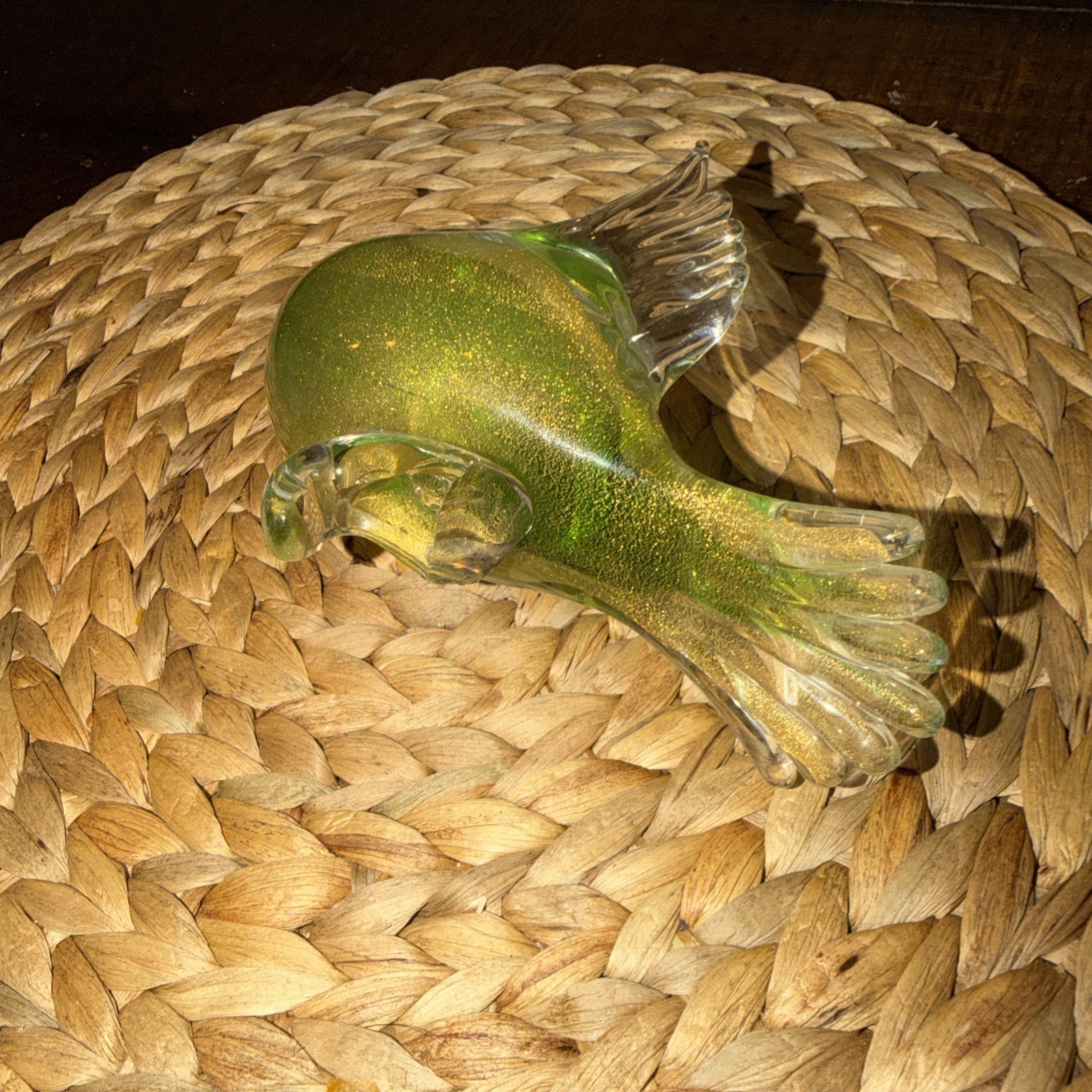 Vintage 1970’s Formia Vetri Di Murano Blown Parrot W/ Gold Flecking DAMAGED