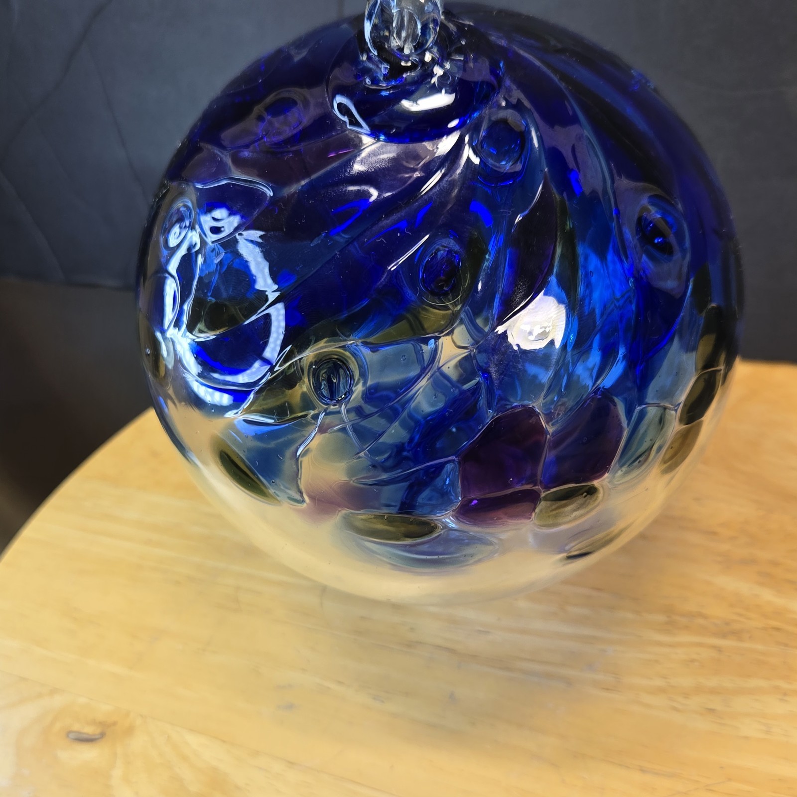 Olde English 5 1/2″ Witch Ball Hand Blown Glass Cobalt Blue Ornament Yard Decor