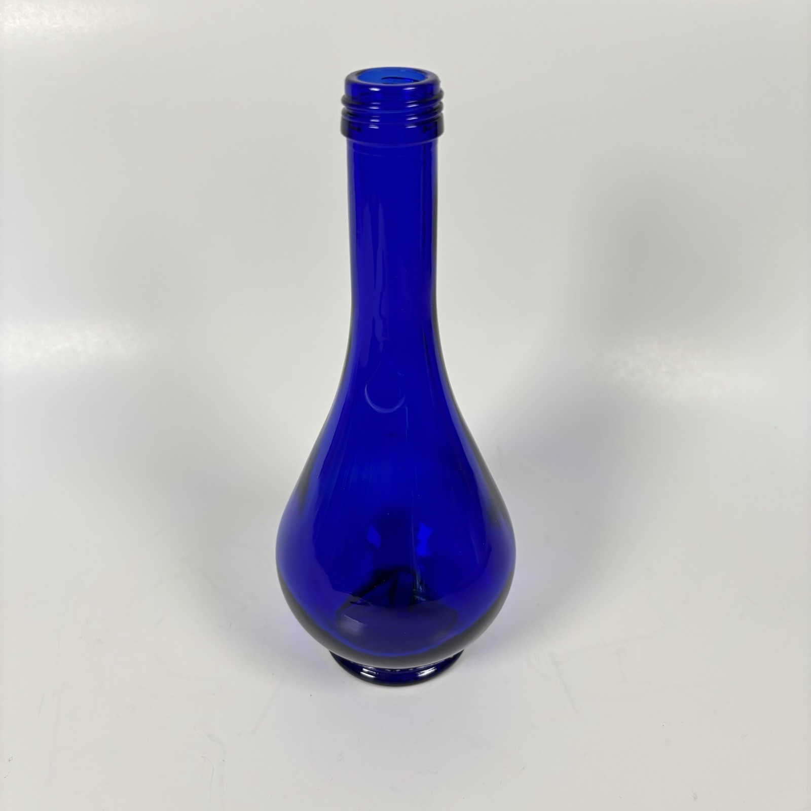Vintage 8.5” Acqua Della Madonna Cobalt Blue Teardrop Bottle Italy