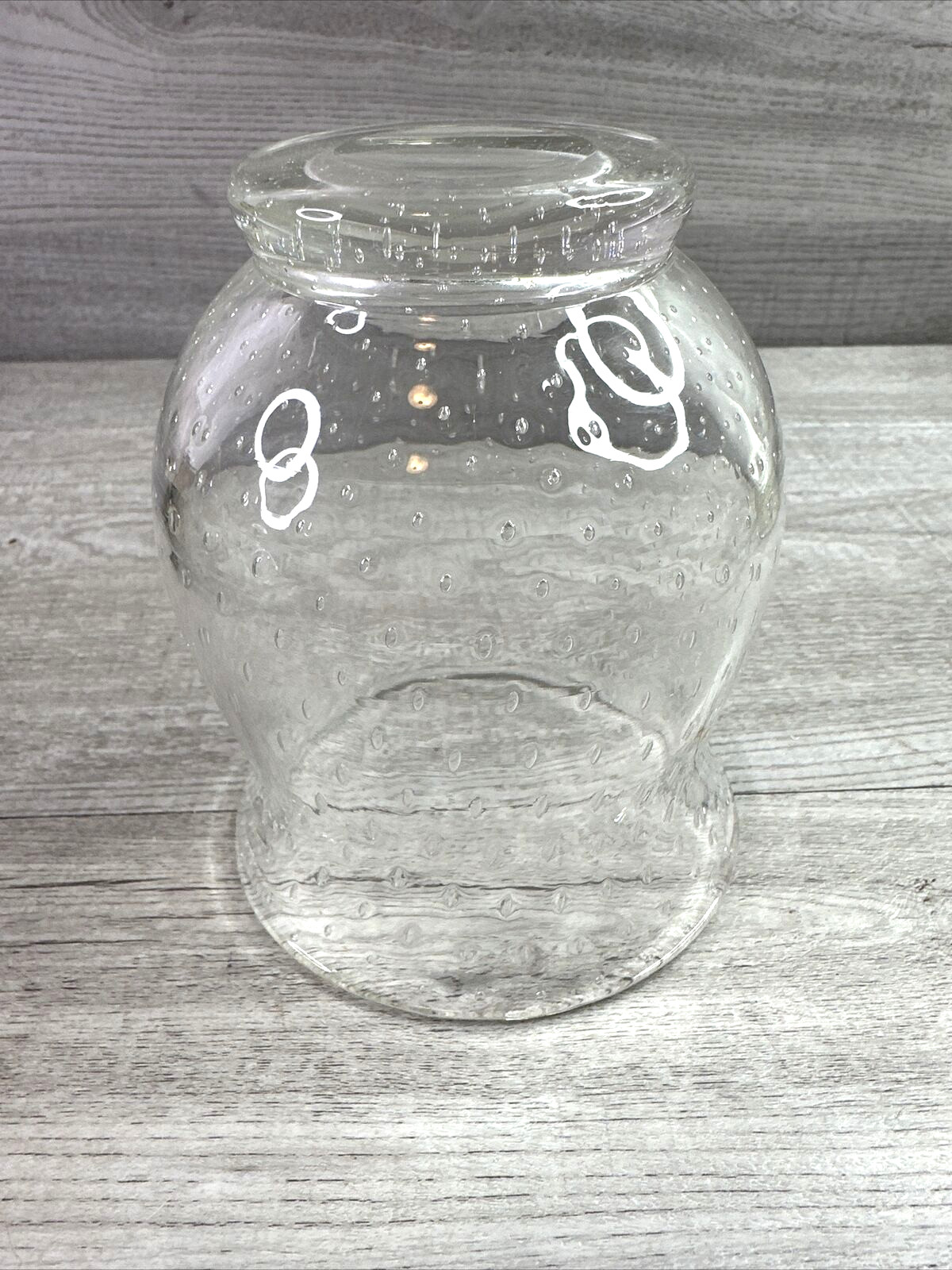 Unbranded Wide Mouth Vase Home Decor, Tiny Bubbles Hand Blown Clear Glass