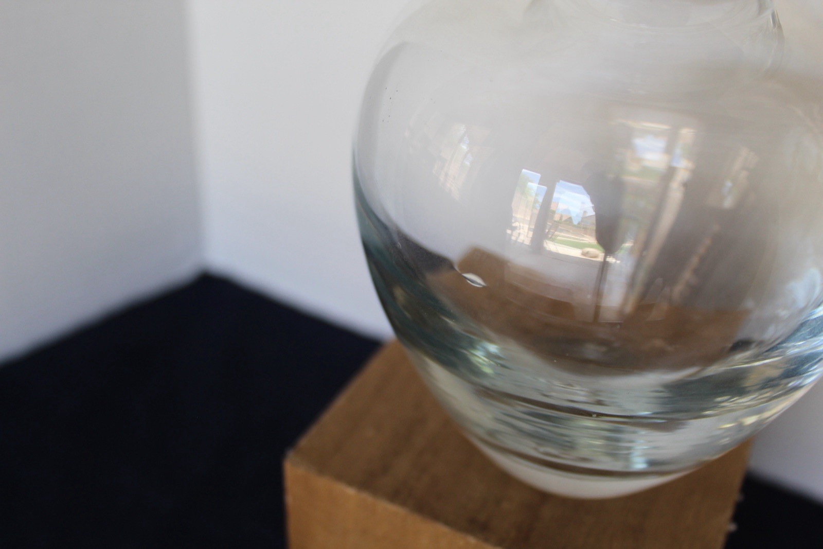Vintage Mouth Blown Glass Potbelly Vase Bud Vase Heavy Thick