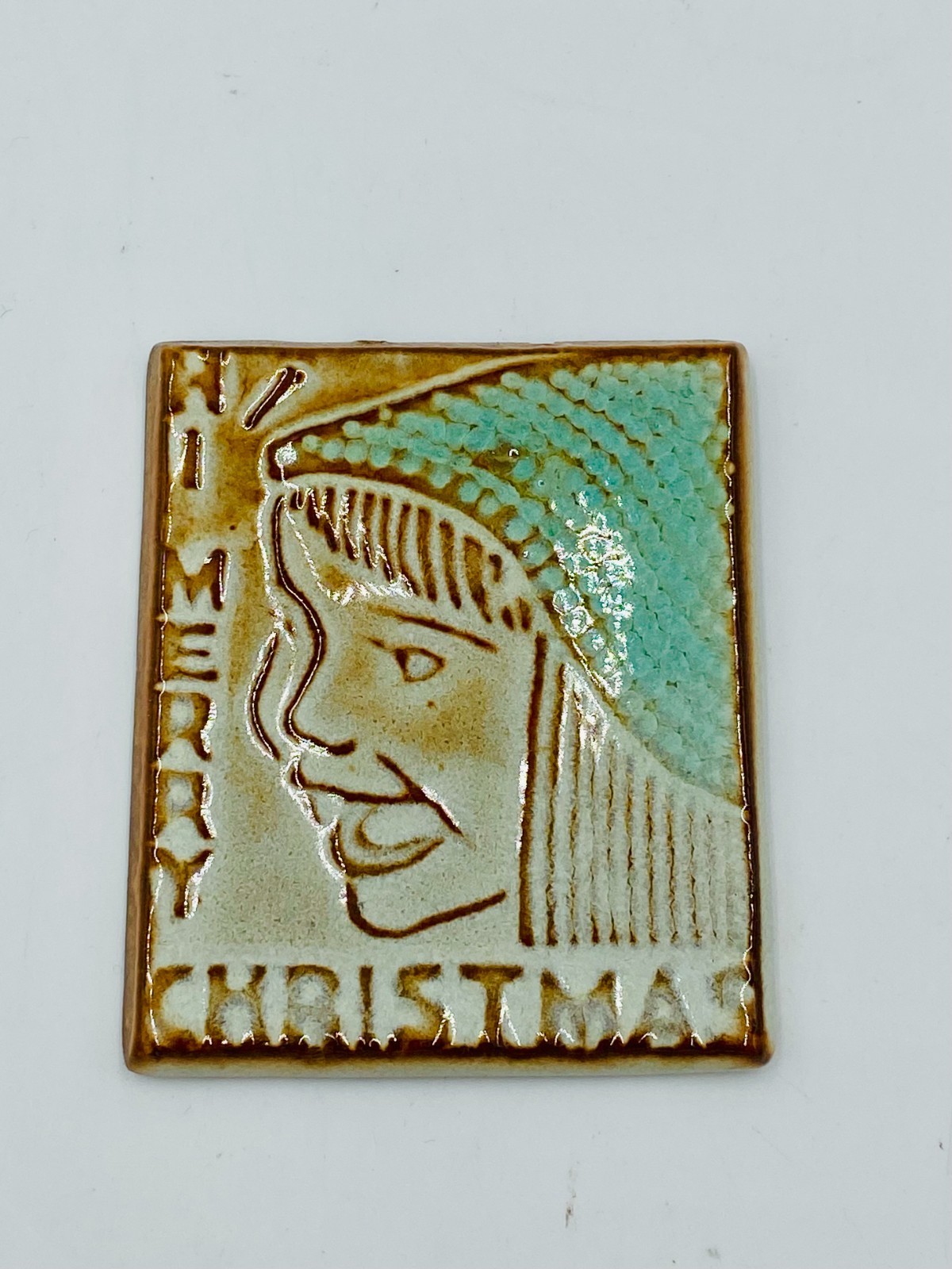 Nicodemus Pottery Ferro Stone Christmas Ornament “Hi Merry Christmas”